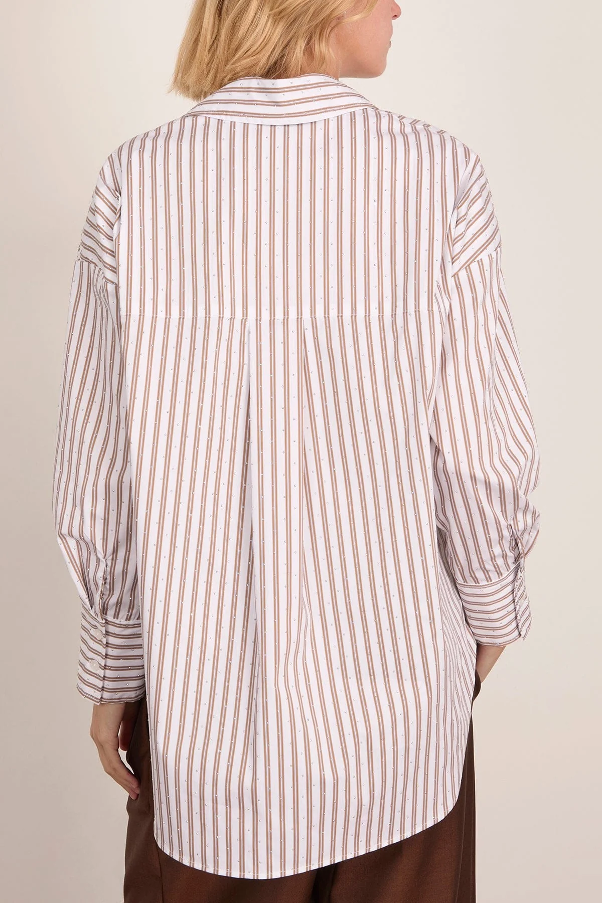 Frankie Rhinestud Shirt in Walnut/White - Image 4