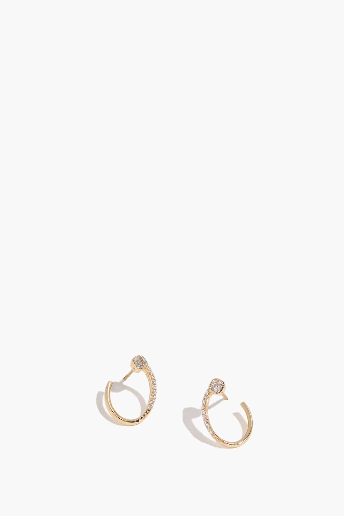 Front To Back Spiral Cushion Cut Diamond Ear Cuff in Yellow Gold
