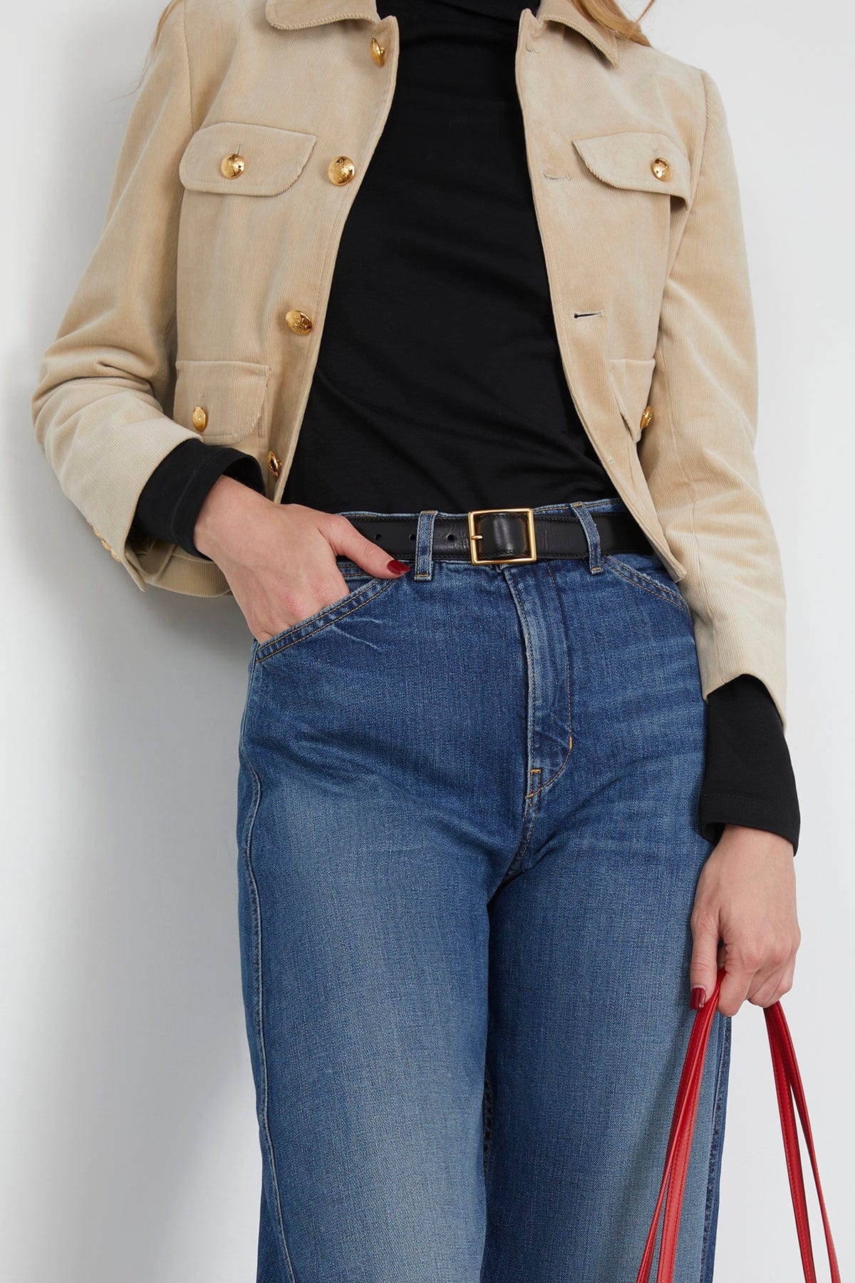 Gabriele Belt in Black with Antique Gold Buckle - Image 2