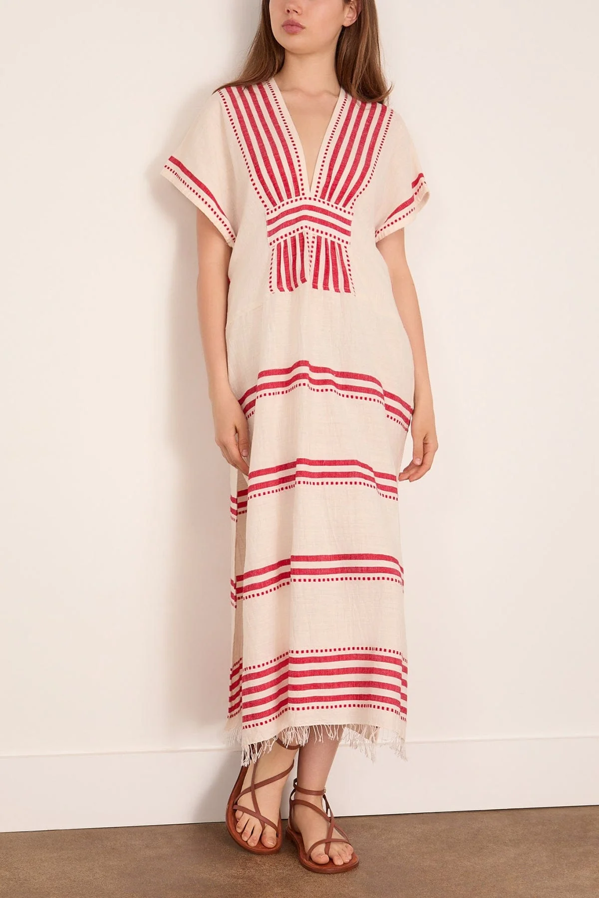 Gasira V-Neck Caftan in Eshe Red - Image 3