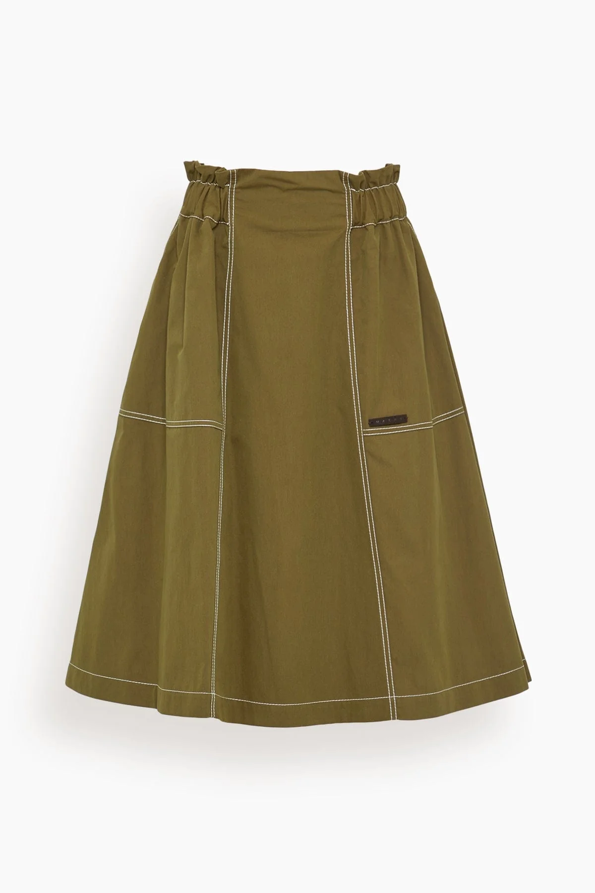 Gathered Waist Midi Skirt in Musk