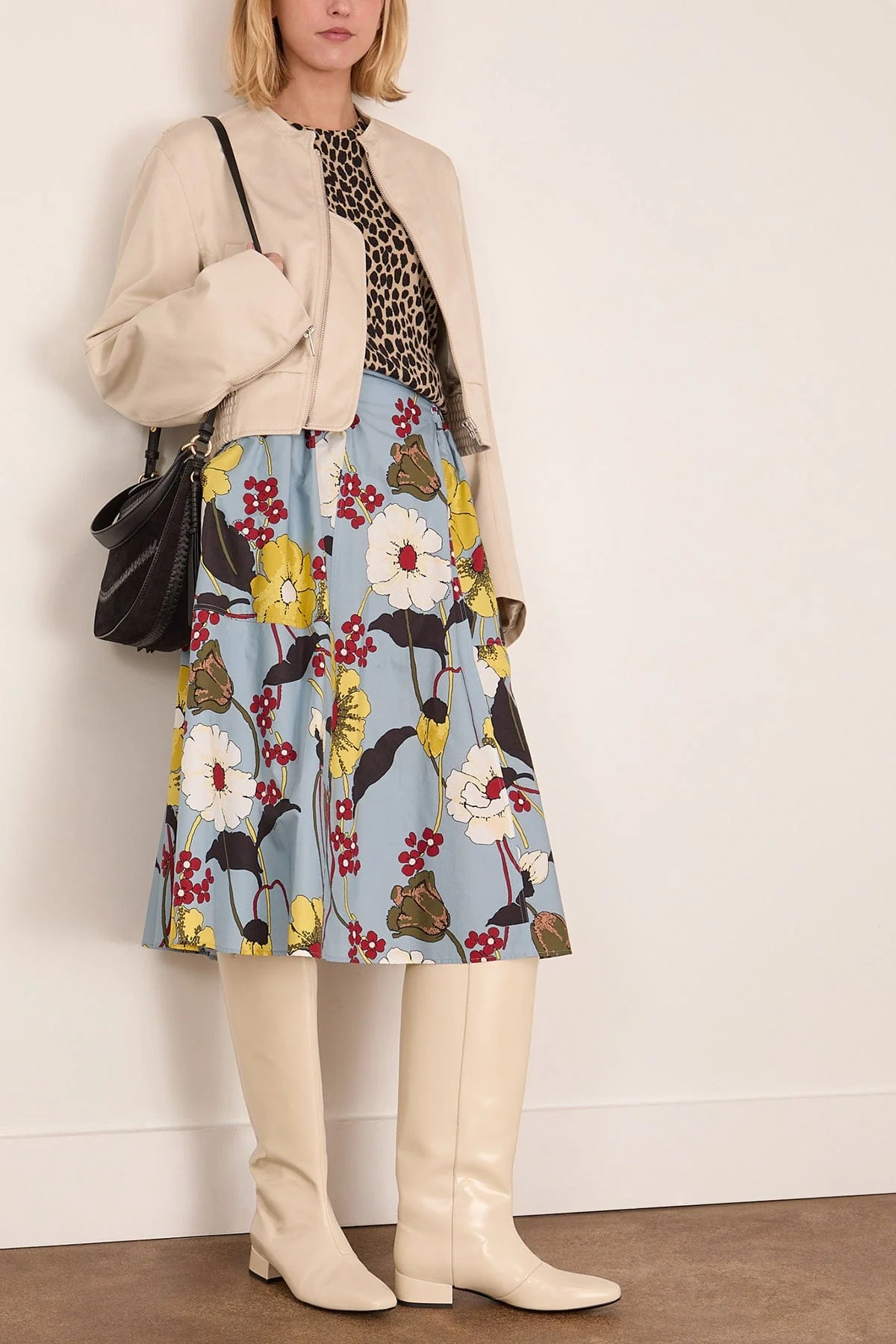 Gathered Waist Midi Skirt in Sky - Image 2