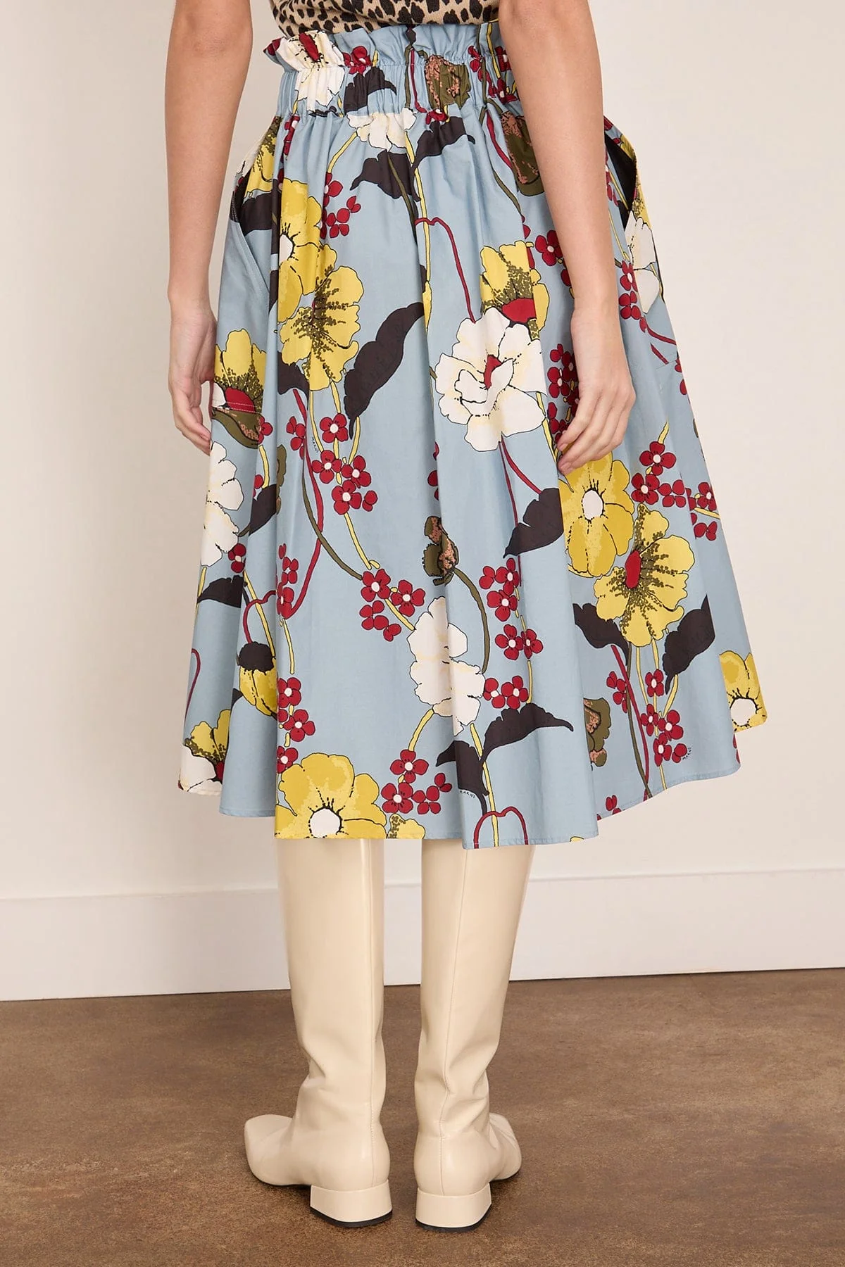 Gathered Waist Midi Skirt in Sky - Image 4