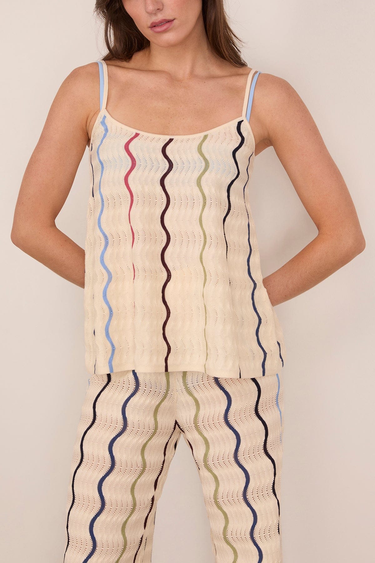Gigi Knit Tank in Cream Multi - Image 3