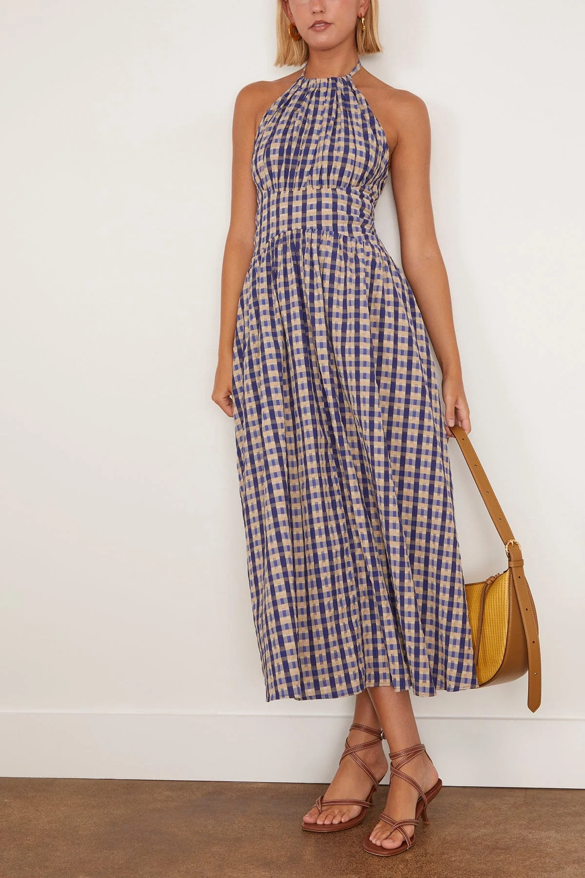 Halter in the Name of Love Dress in Navy Check - Image 2
