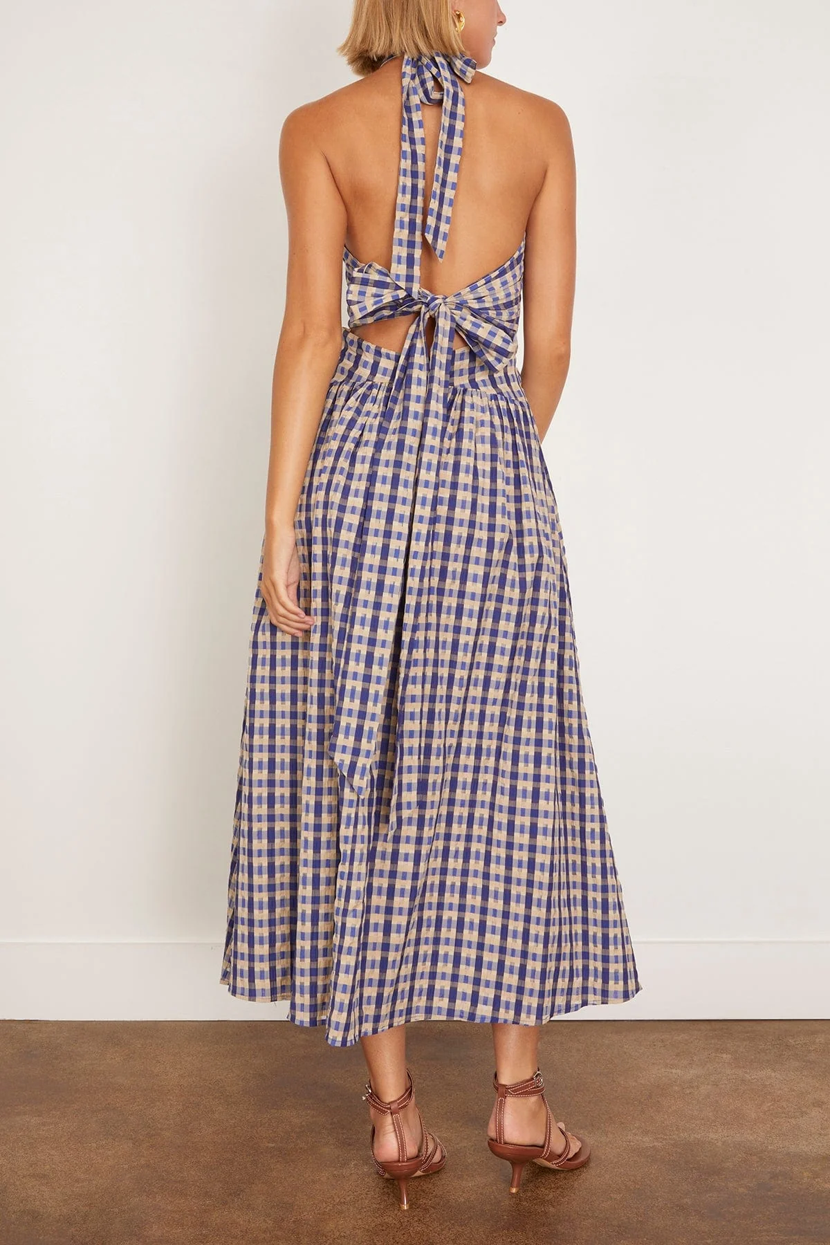 Halter in the Name of Love Dress in Navy Check - Image 4