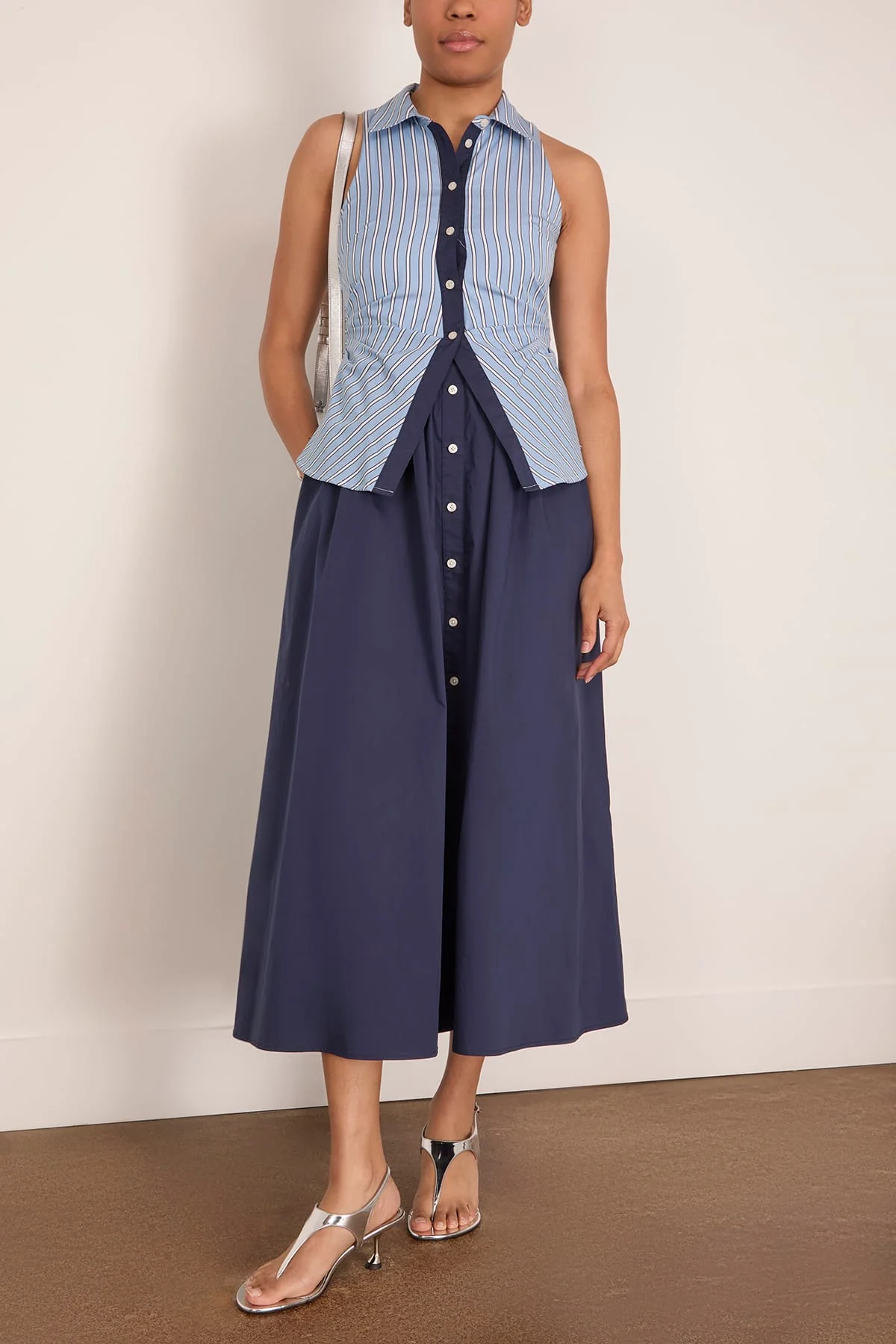 Hannah Dress in Cloudy Blue/Optic White - Image 2