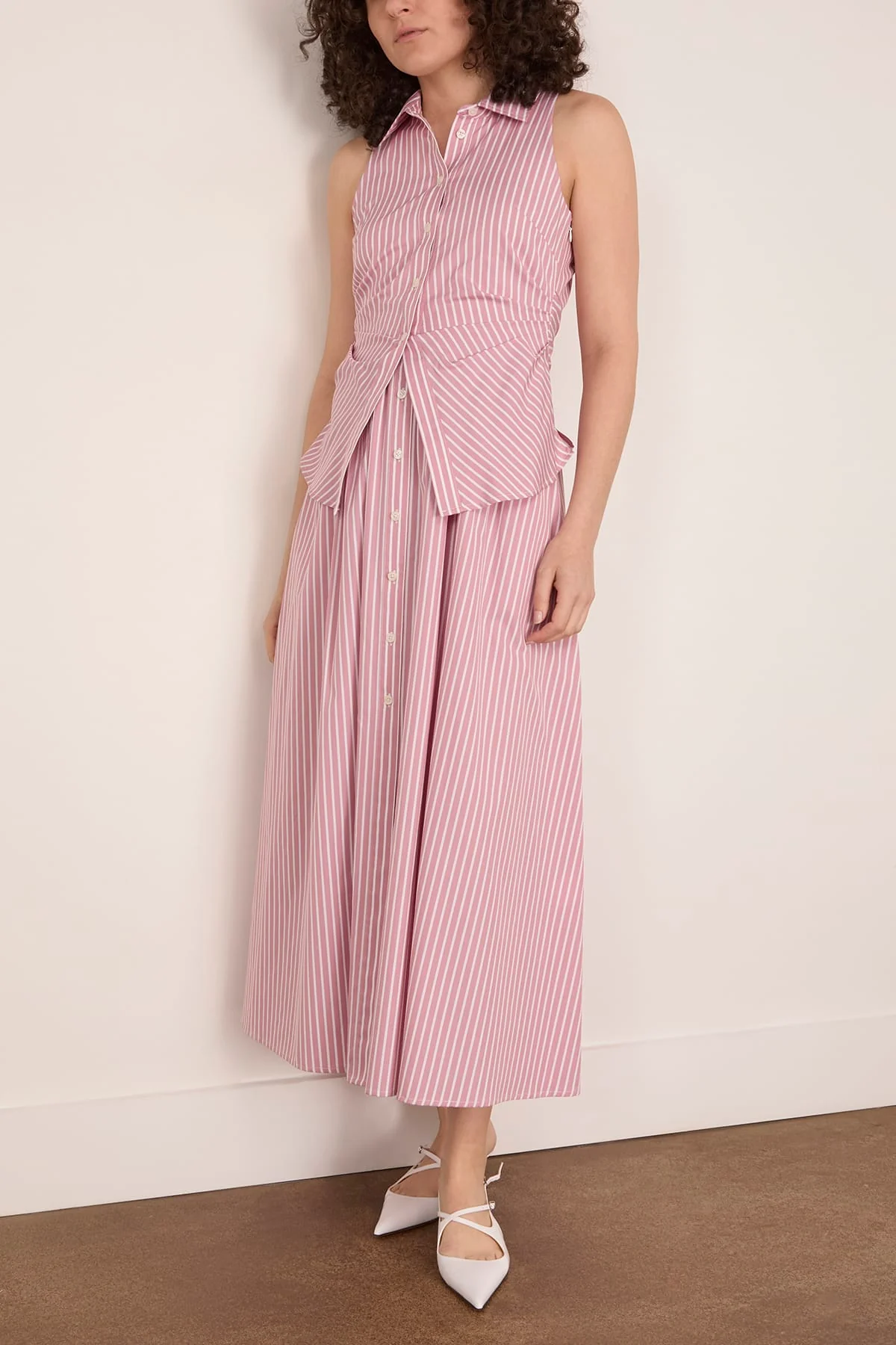 Hannah Dress in Vintage Rose/Optic White - Image 3