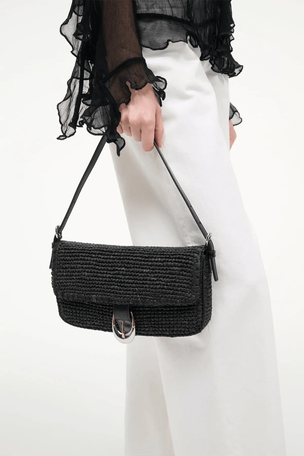 Harlow Raffia Bag in Black - Image 2