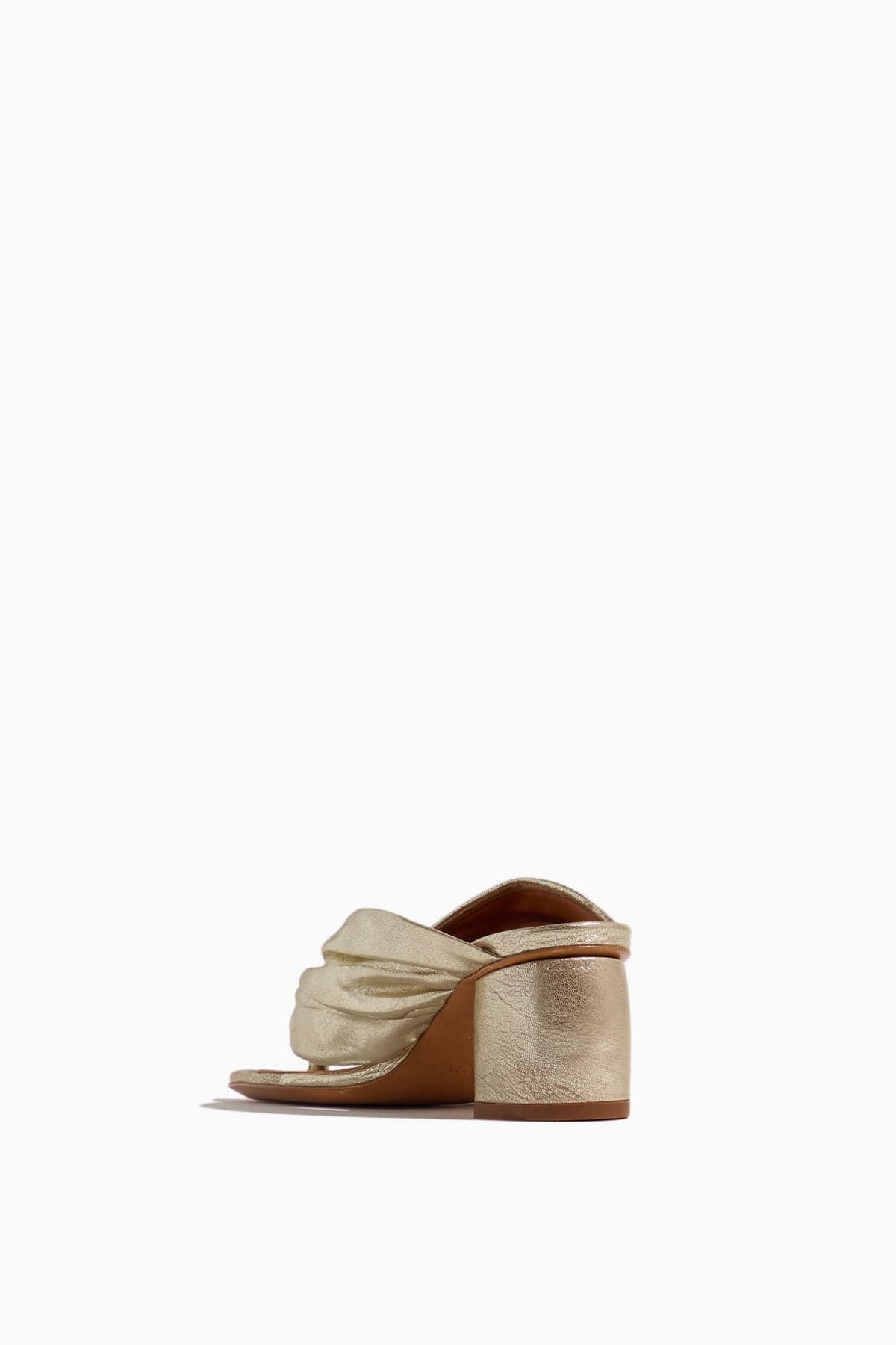 Heeled Laminated Leather Thong Sandals in Silver - Image 3