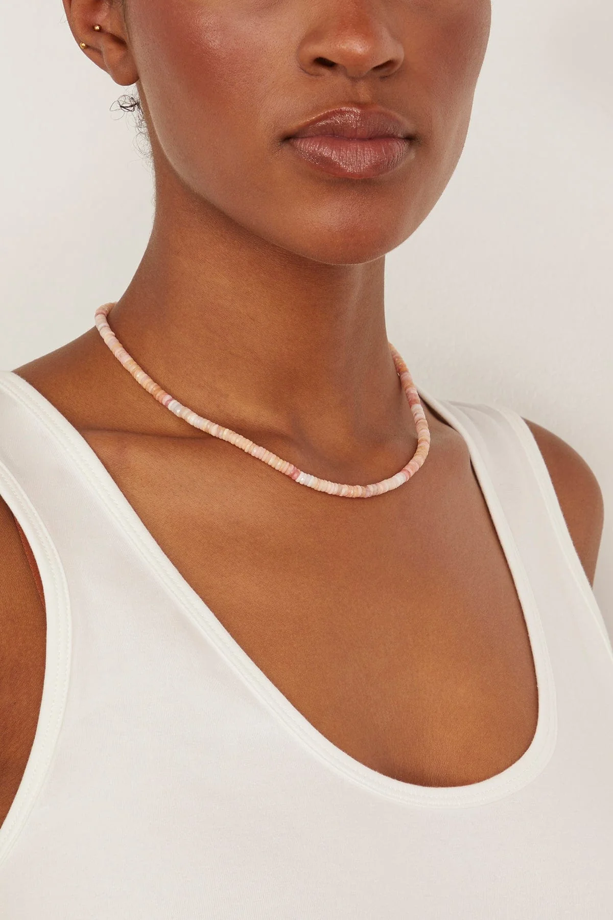 Heishi Necklace in Shaded Pink Opal - Image 2
