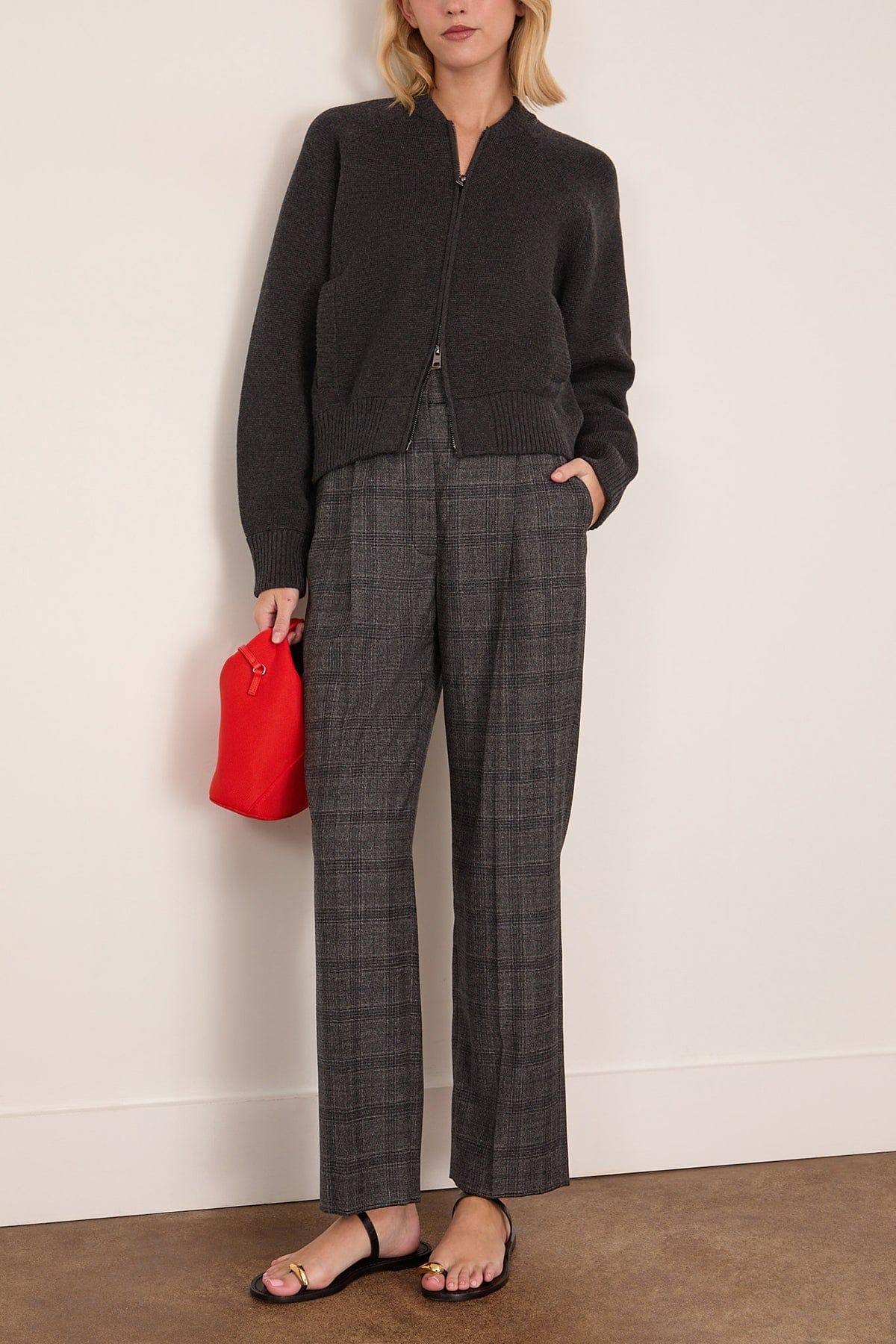 Herman Knitted Bomber in Charcoal Melange - Image 2
