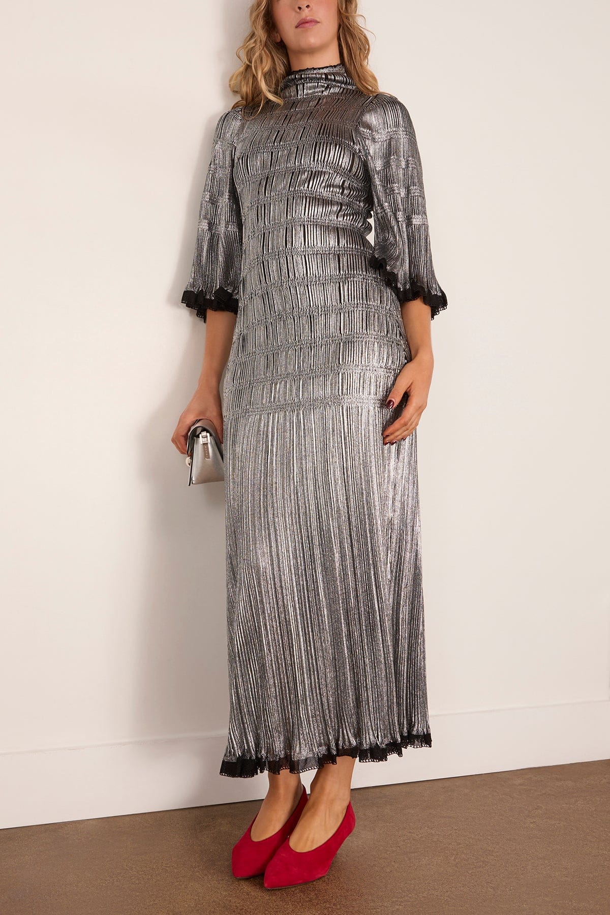 High-Neck Midi Dress in Black - Image 2
