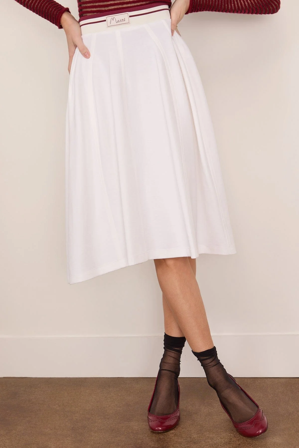 High Waisted Midi Skirt in Lily White - Image 3