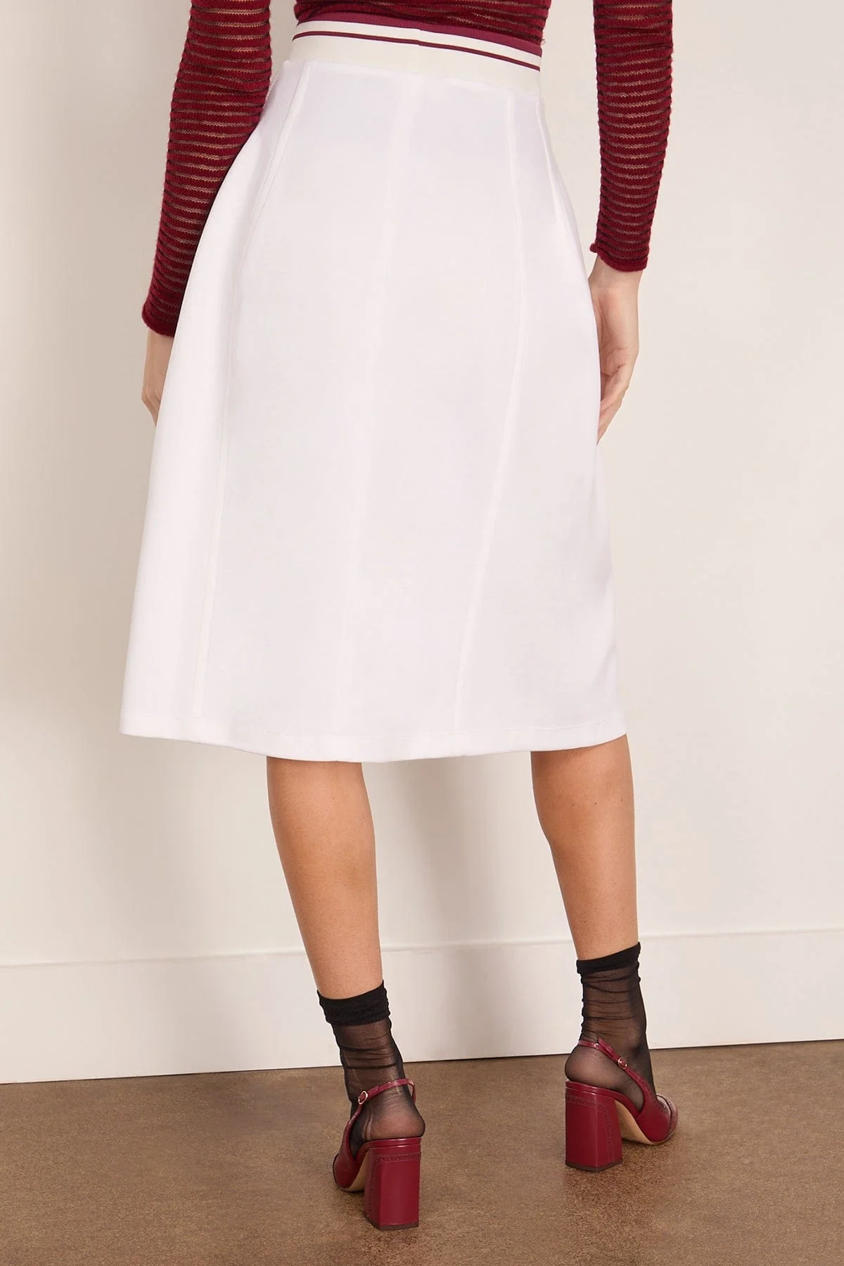 High Waisted Midi Skirt in Lily White - Image 4
