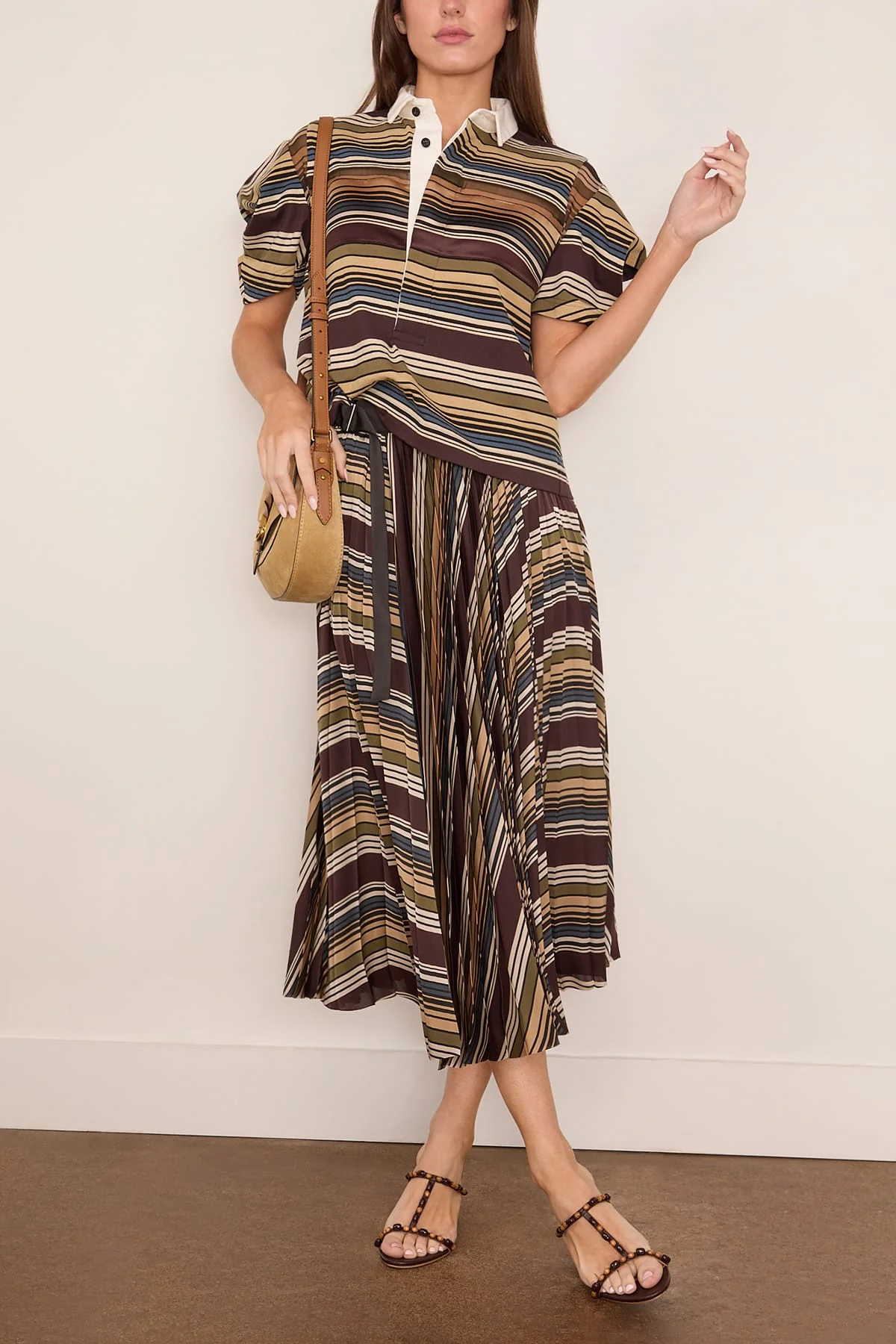 Horizontal Stripe Skirt in Brown/Beige - Image 2