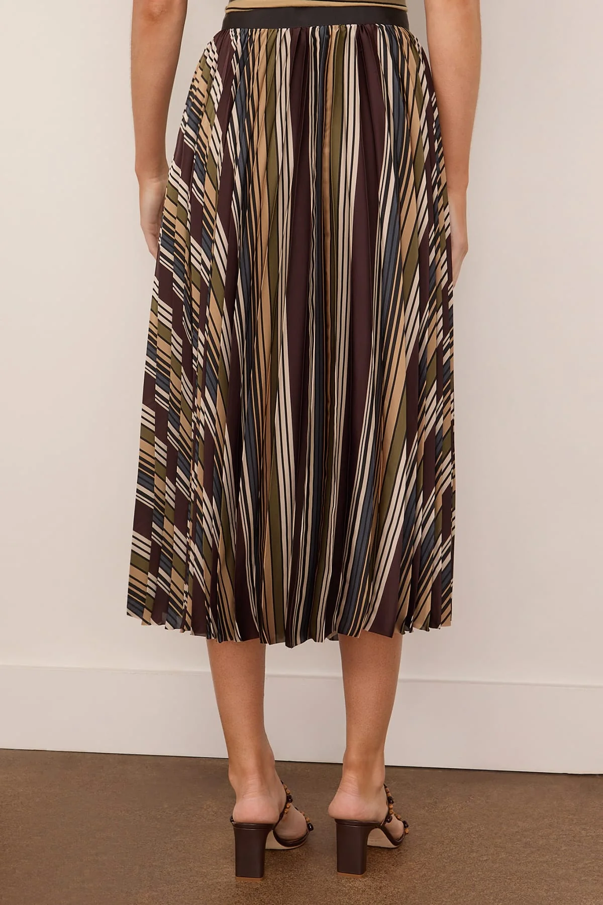 Horizontal Stripe Skirt in Brown/Beige - Image 4