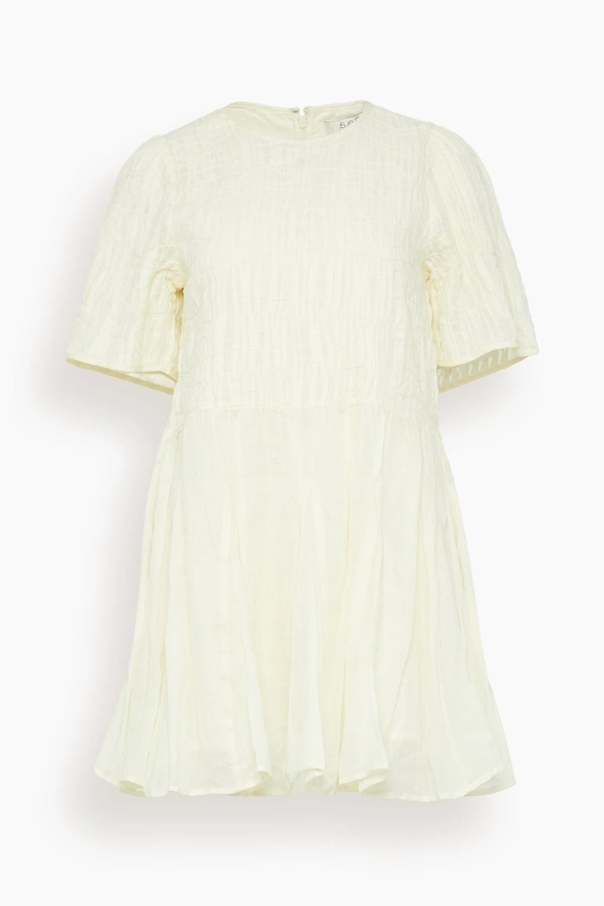 Imogen Solid Short Sleeve Dress in Cream