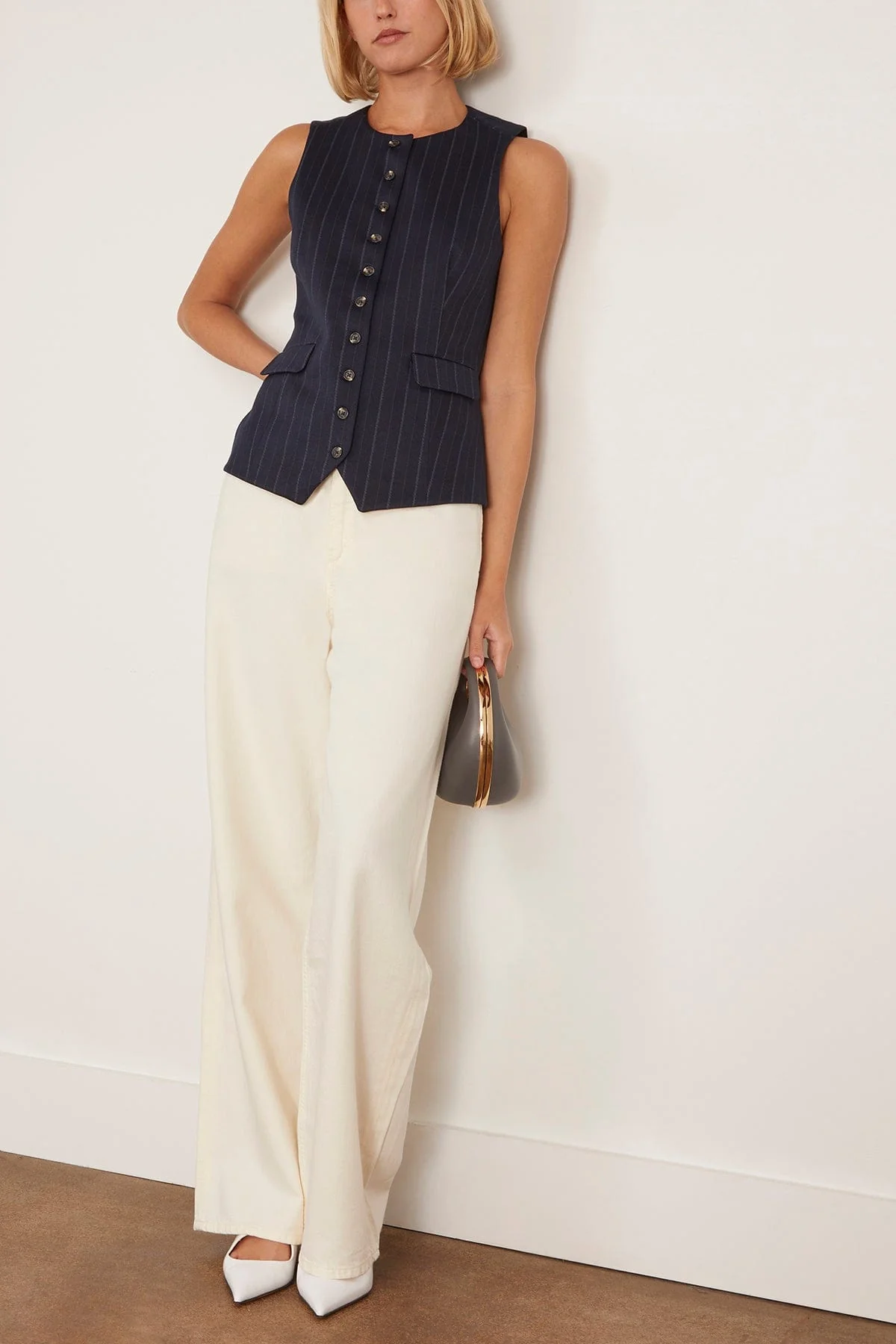 Irina Ponte Long Vest in Navy Multi - Image 2