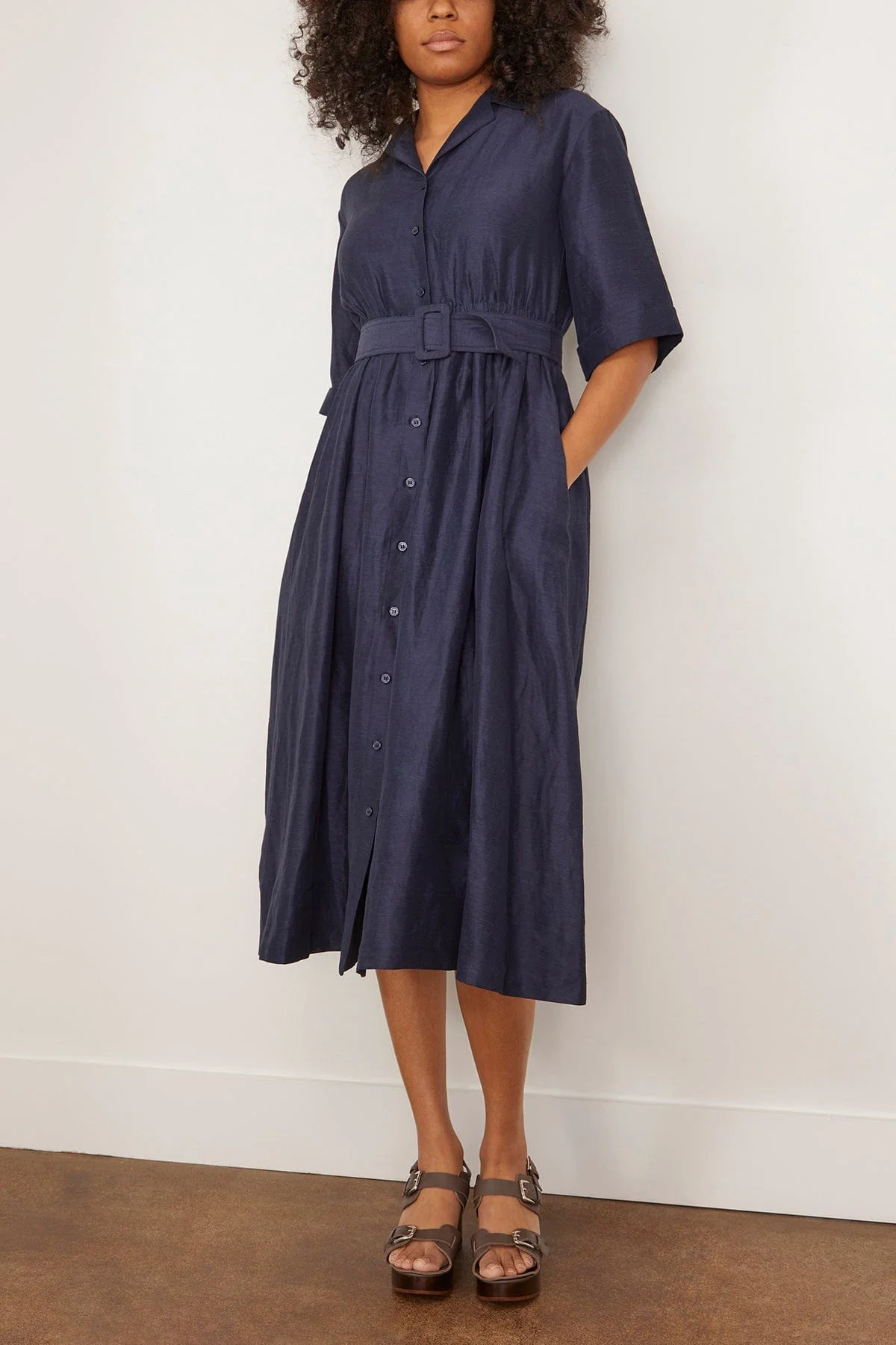 Jane Shirt Dress in Navy - Image 3