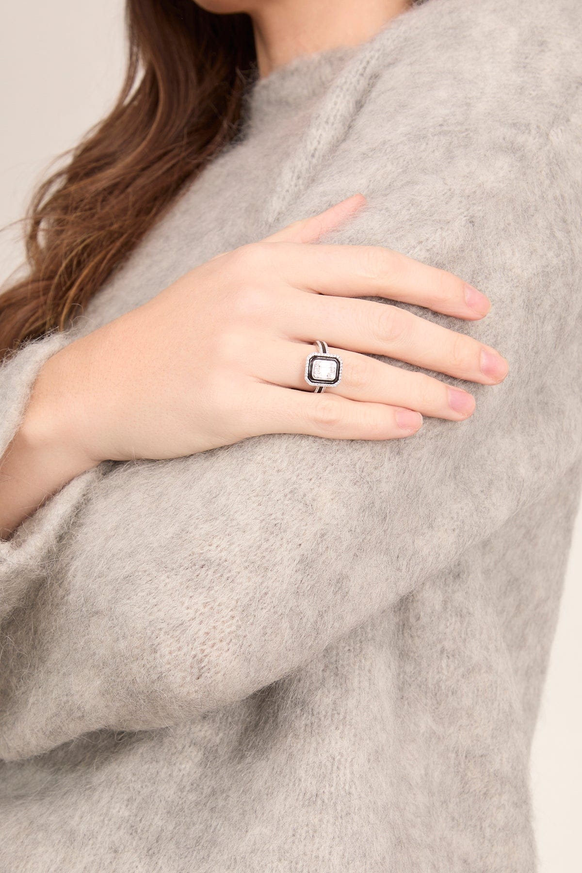 Jubilee Emerald Cut Illusion Ring in 14k White Gold - Image 2