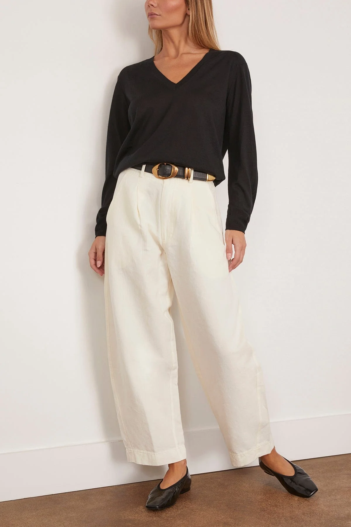 Julio V Neck Fine Knit Sweater in Black - Image 2