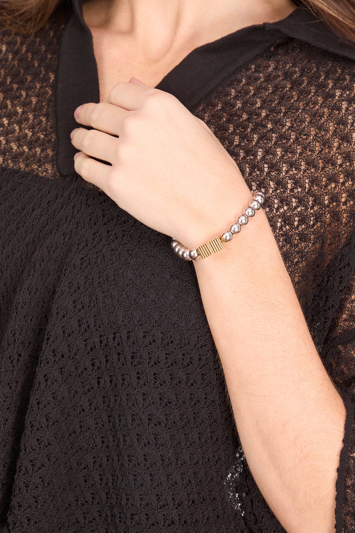 Kelly Metal Bead Bracelet in Silver - Image 2