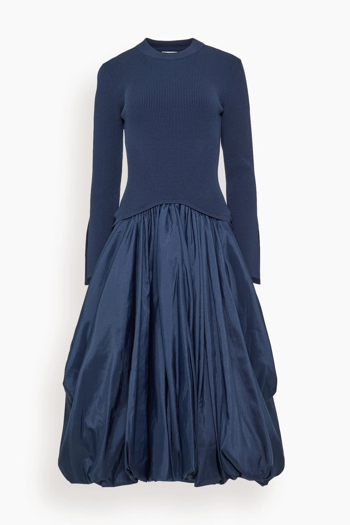 Kenlie Long Sleeve Mock Neck Midi Dress in Midnight