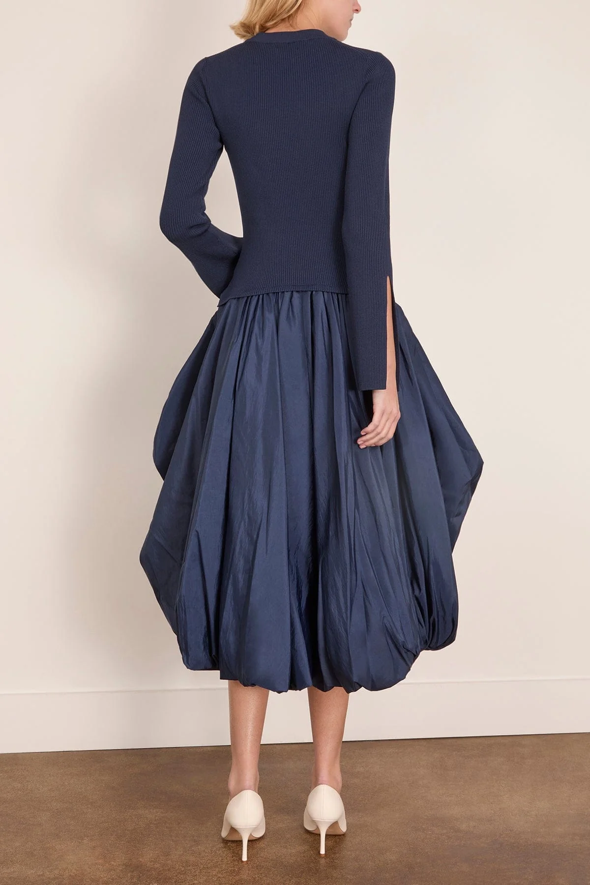 Kenlie Long Sleeve Mock Neck Midi Dress in Midnight - Image 4
