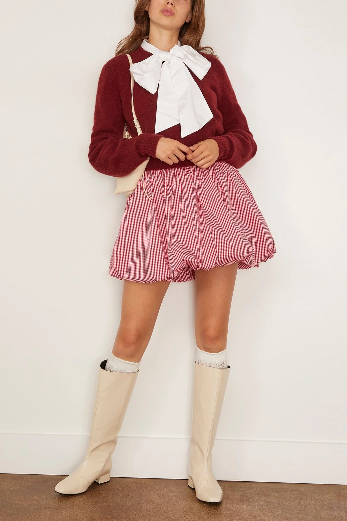 Kinsley Bubble Skirt in Carmine Check - Image 2