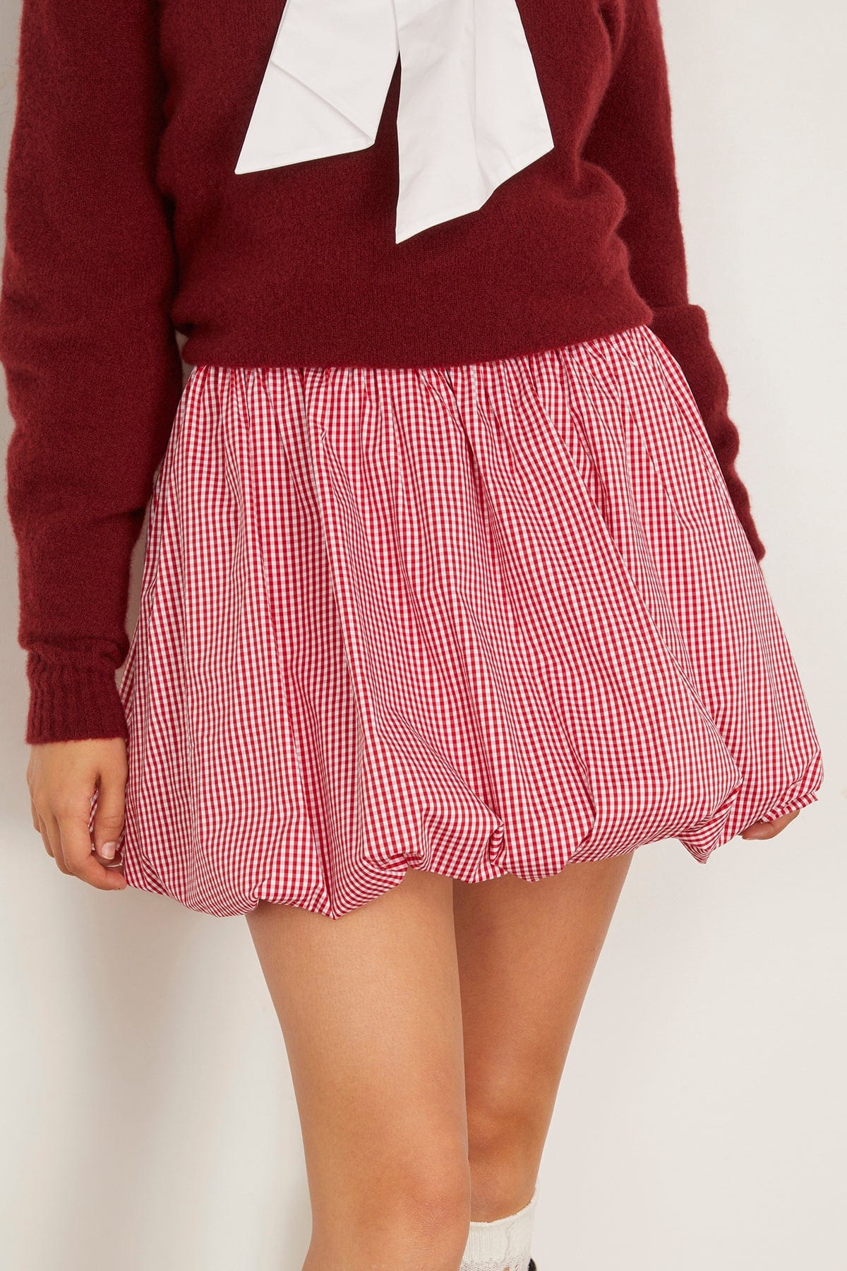 Kinsley Bubble Skirt in Carmine Check - Image 3