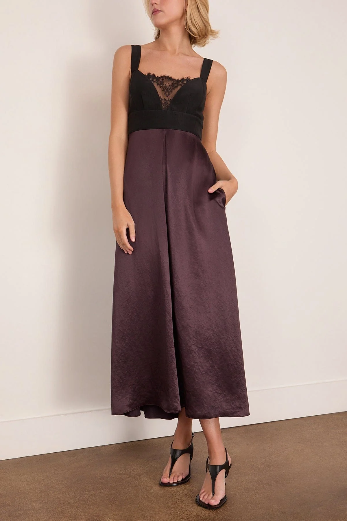 Lace Bustier Dress in Black/Plum - Image 3
