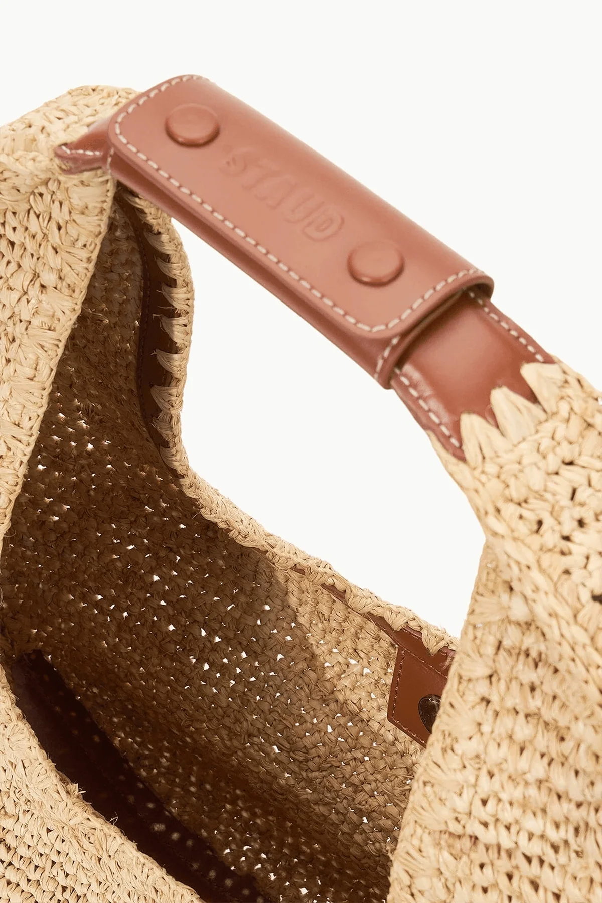 Large Raffia Moon Tote Bag in Natural/Tan - Image 5