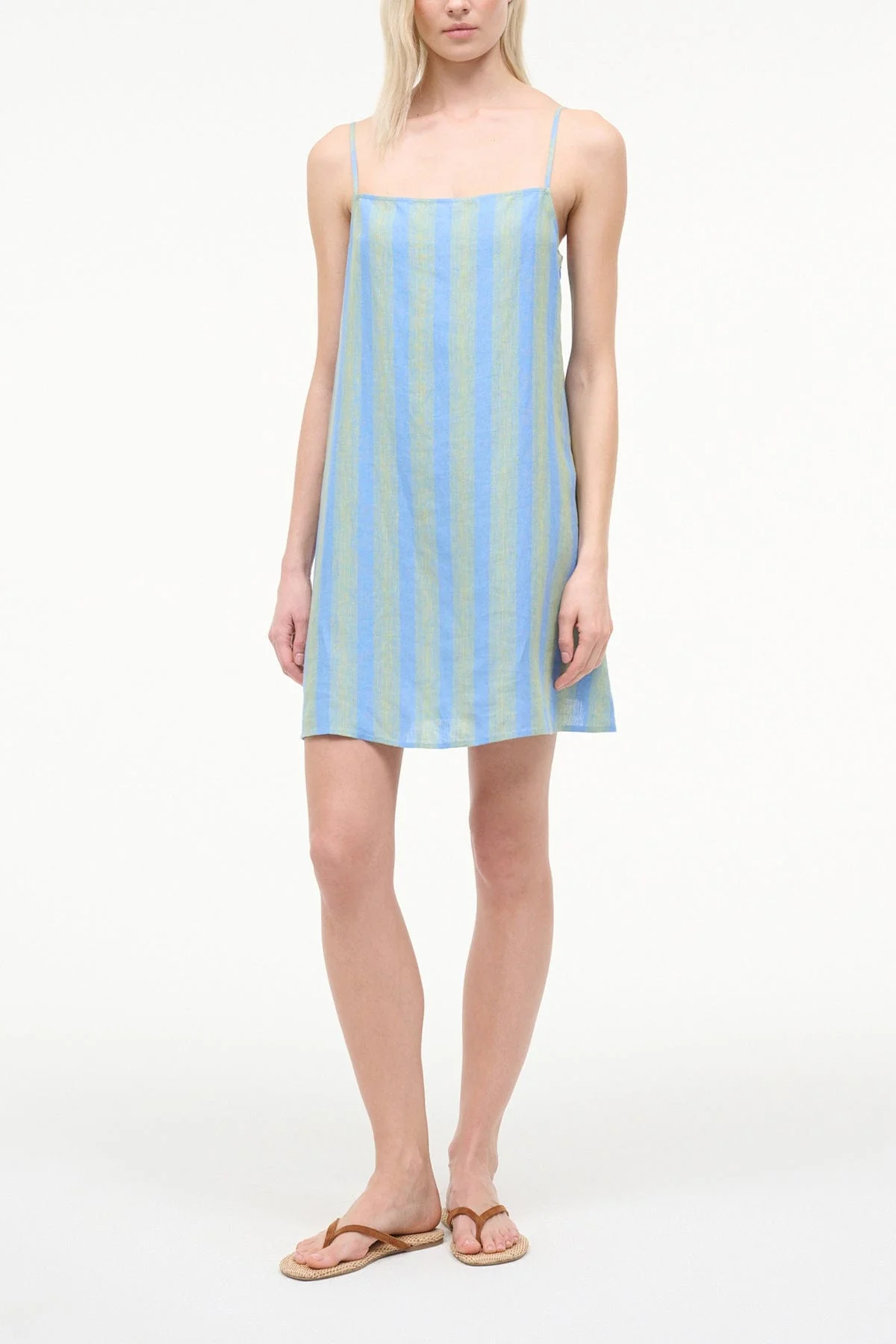 Laura Linen Mini Dress in Seaport Stripe - Image 2