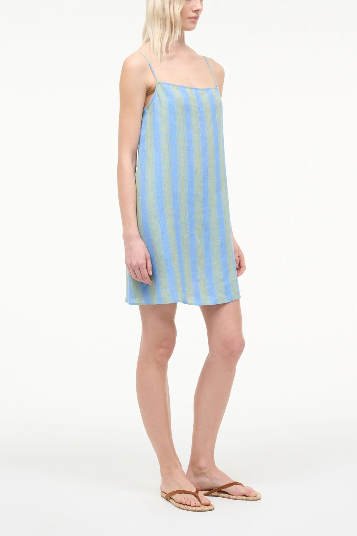 Laura Linen Mini Dress in Seaport Stripe - Image 3