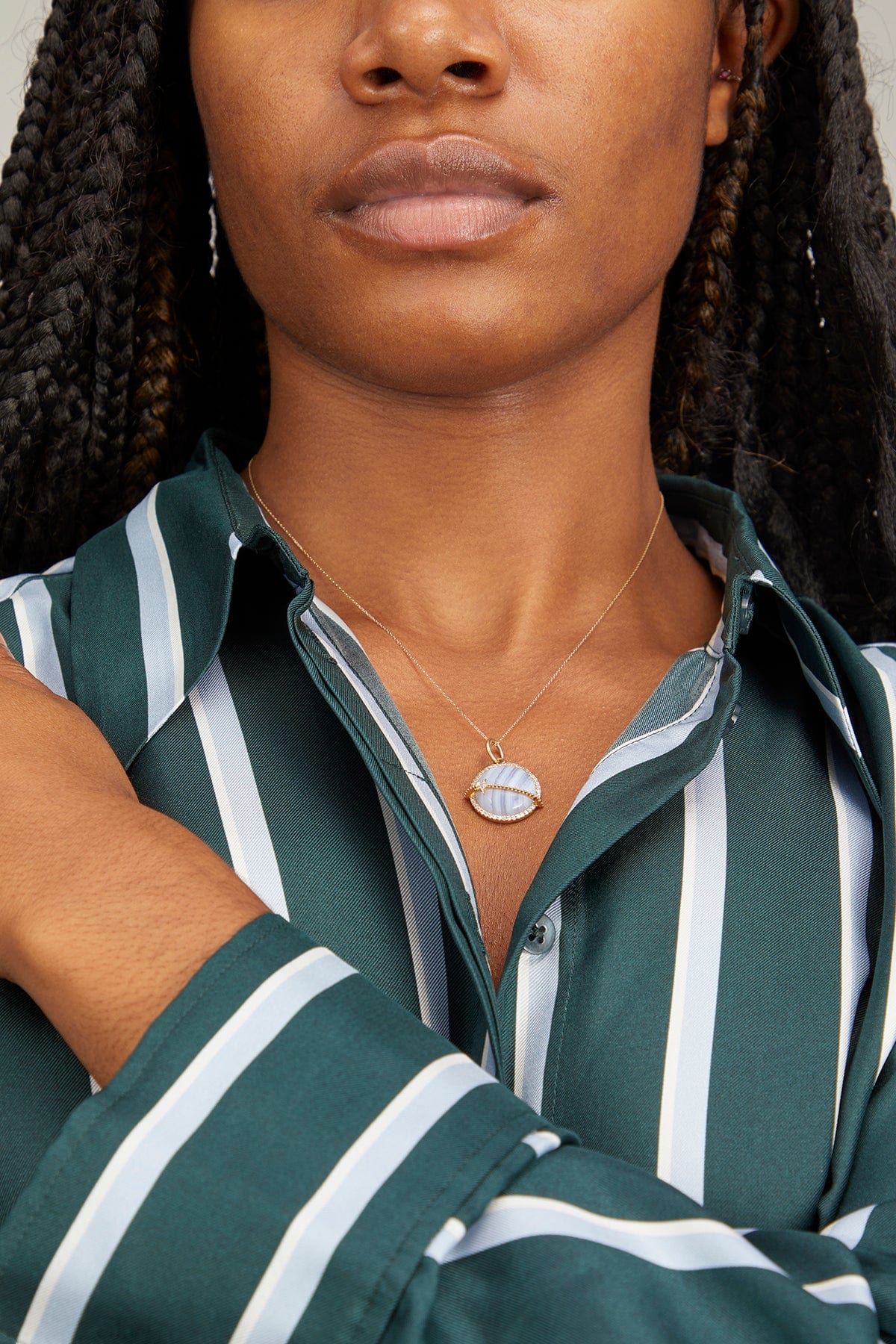 Lavender Chalcedony Planet Pendant - Image 2
