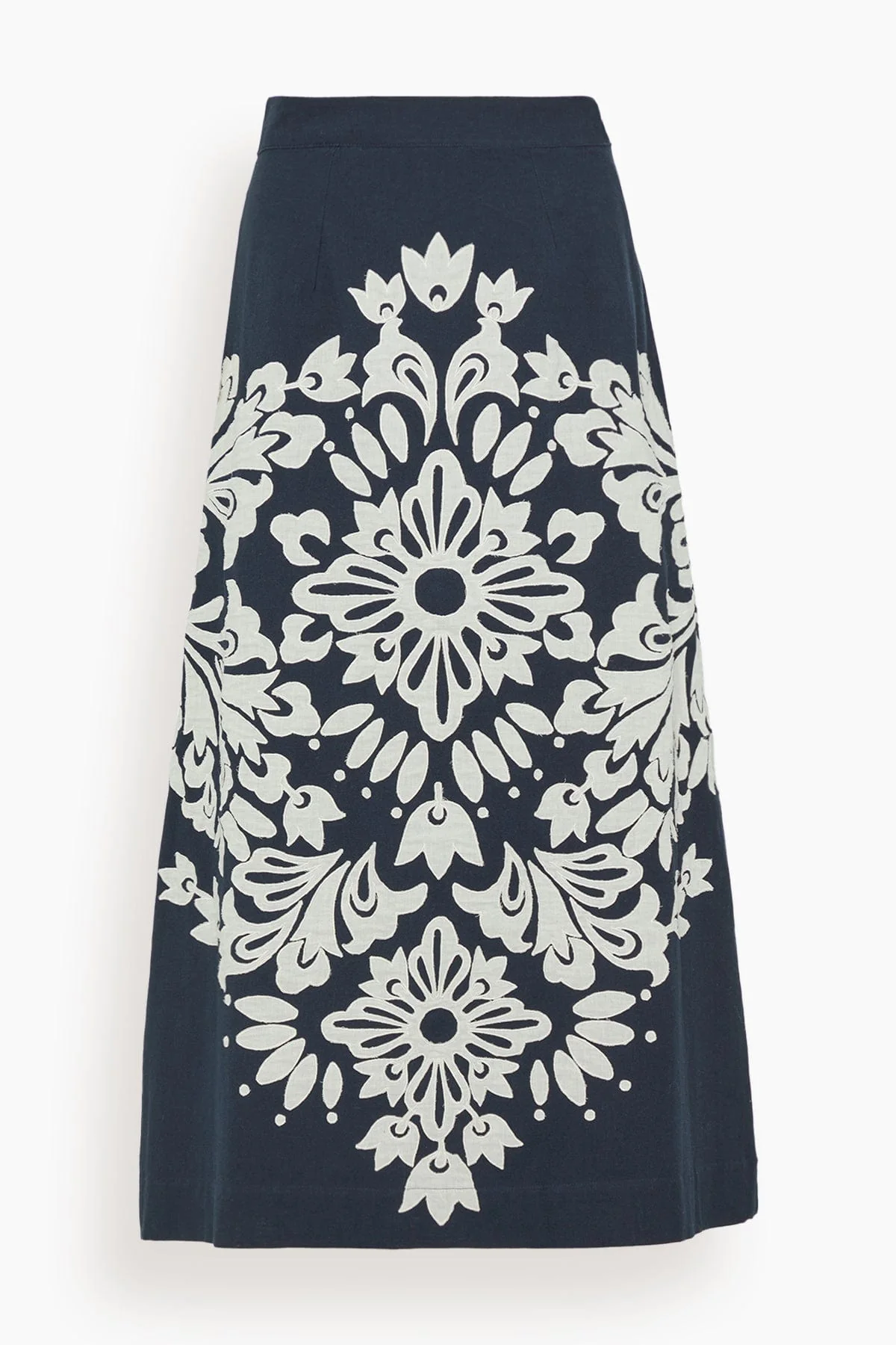 Liliana Applique Midi Skirt in Navy