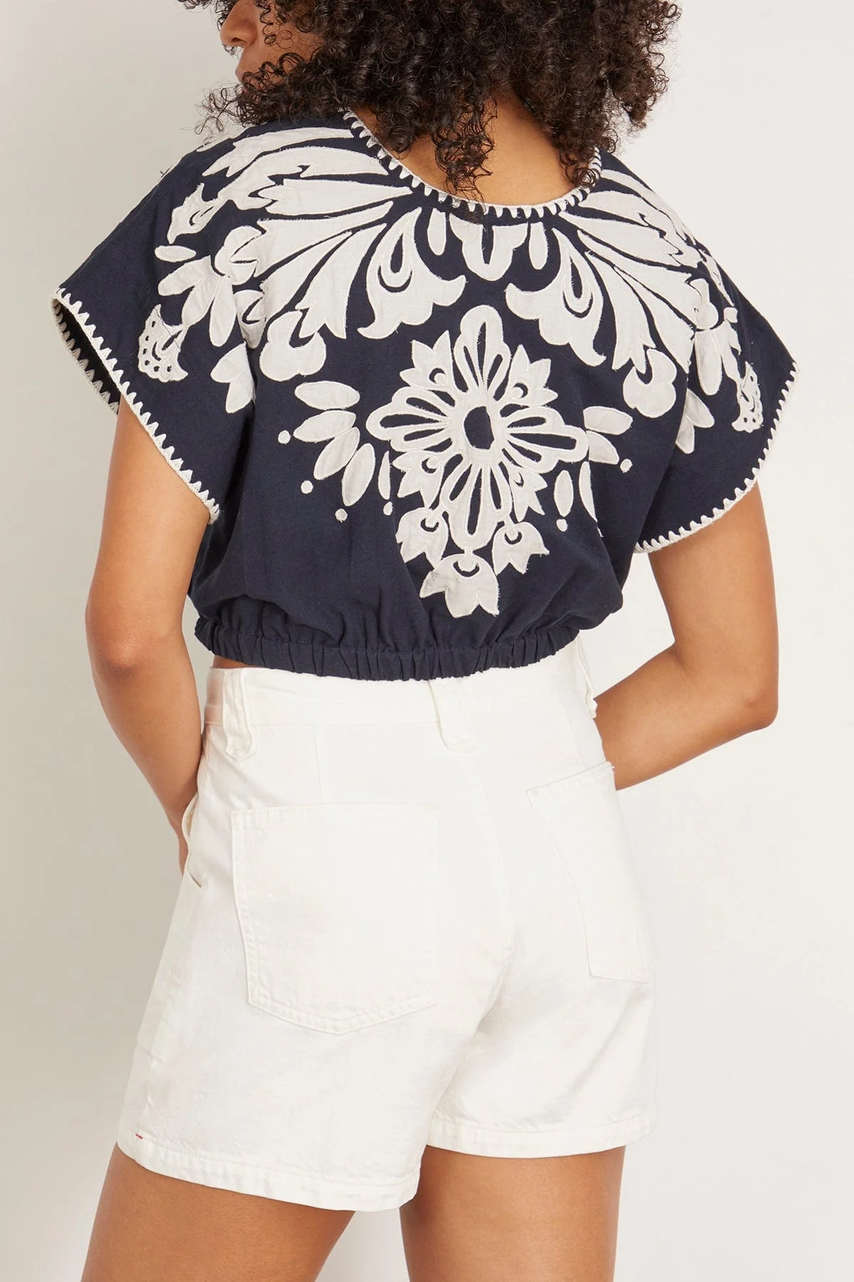 Liliana Applique Top in Navy - Image 4