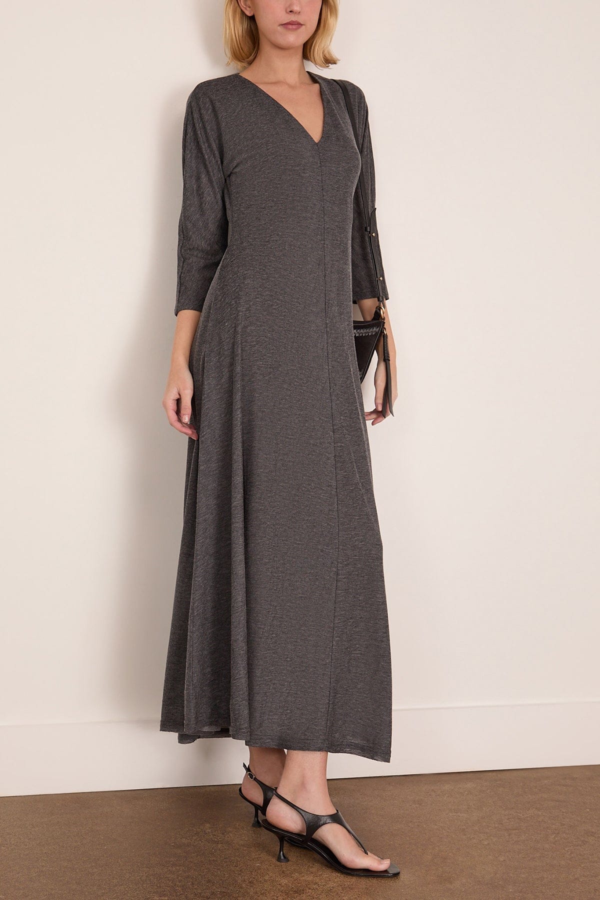 Livia Dress in Wool Jersey in Coal Melange - Image 2