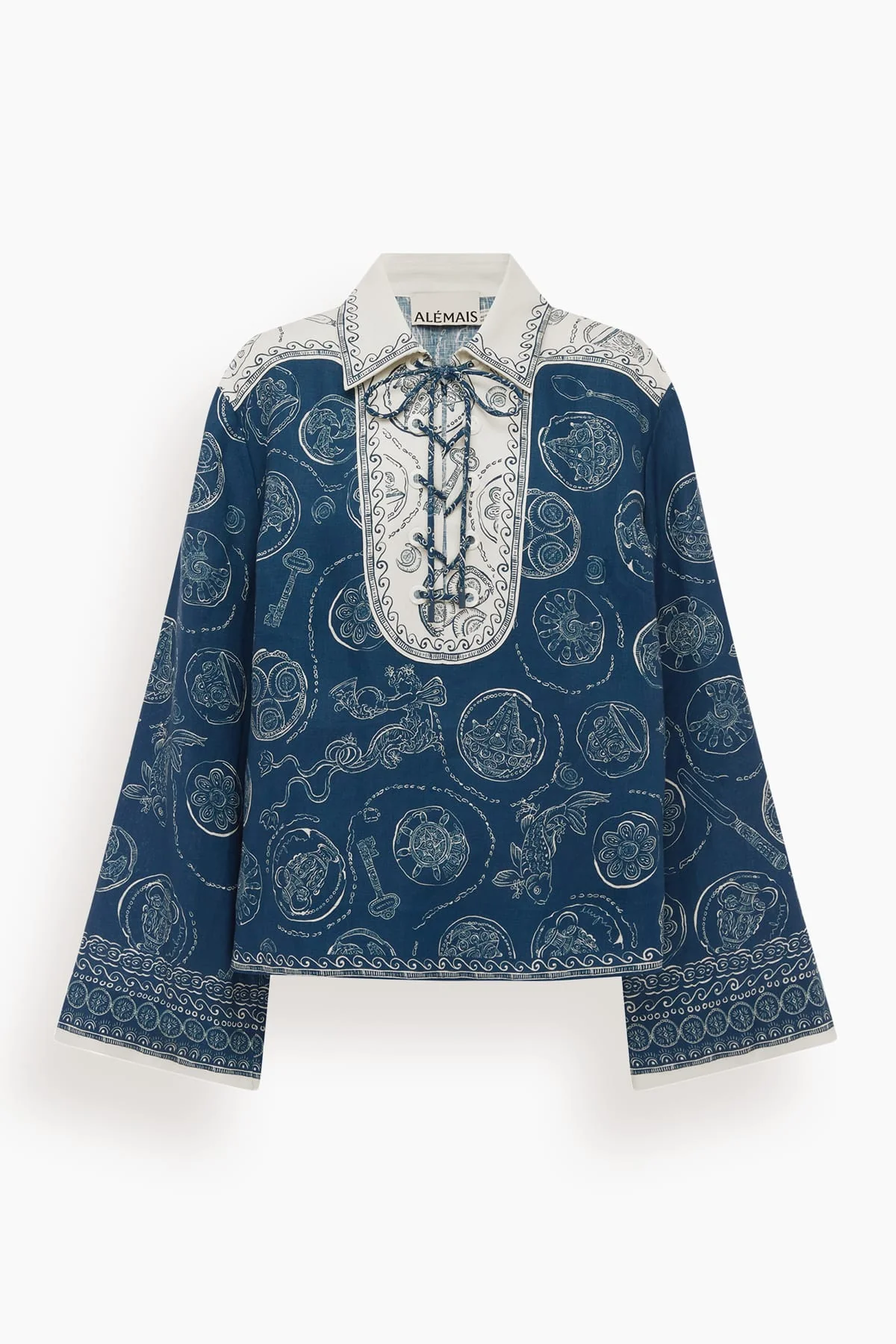 Lucky Lace Up Top in Blue