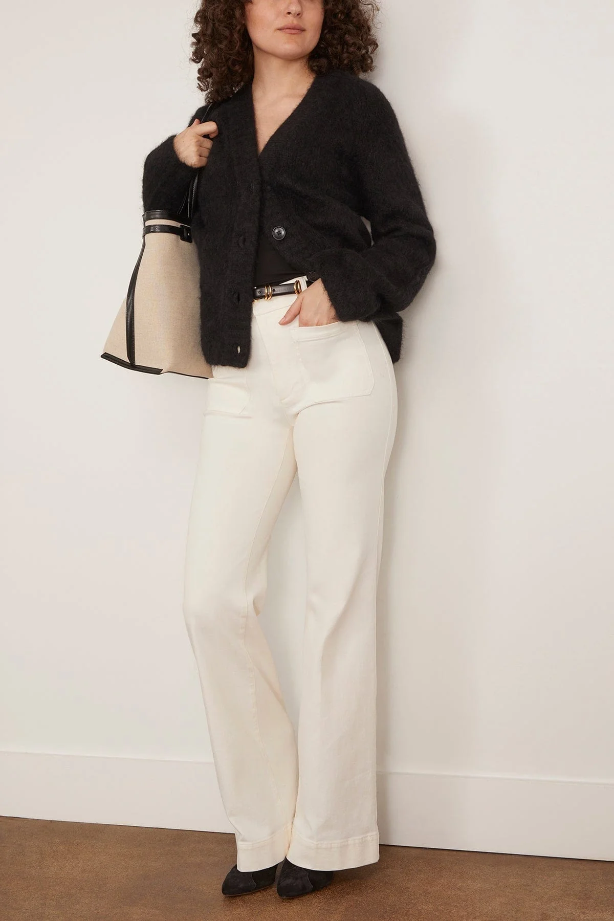 Lynn V-Neck Cardigan in Black - Image 2