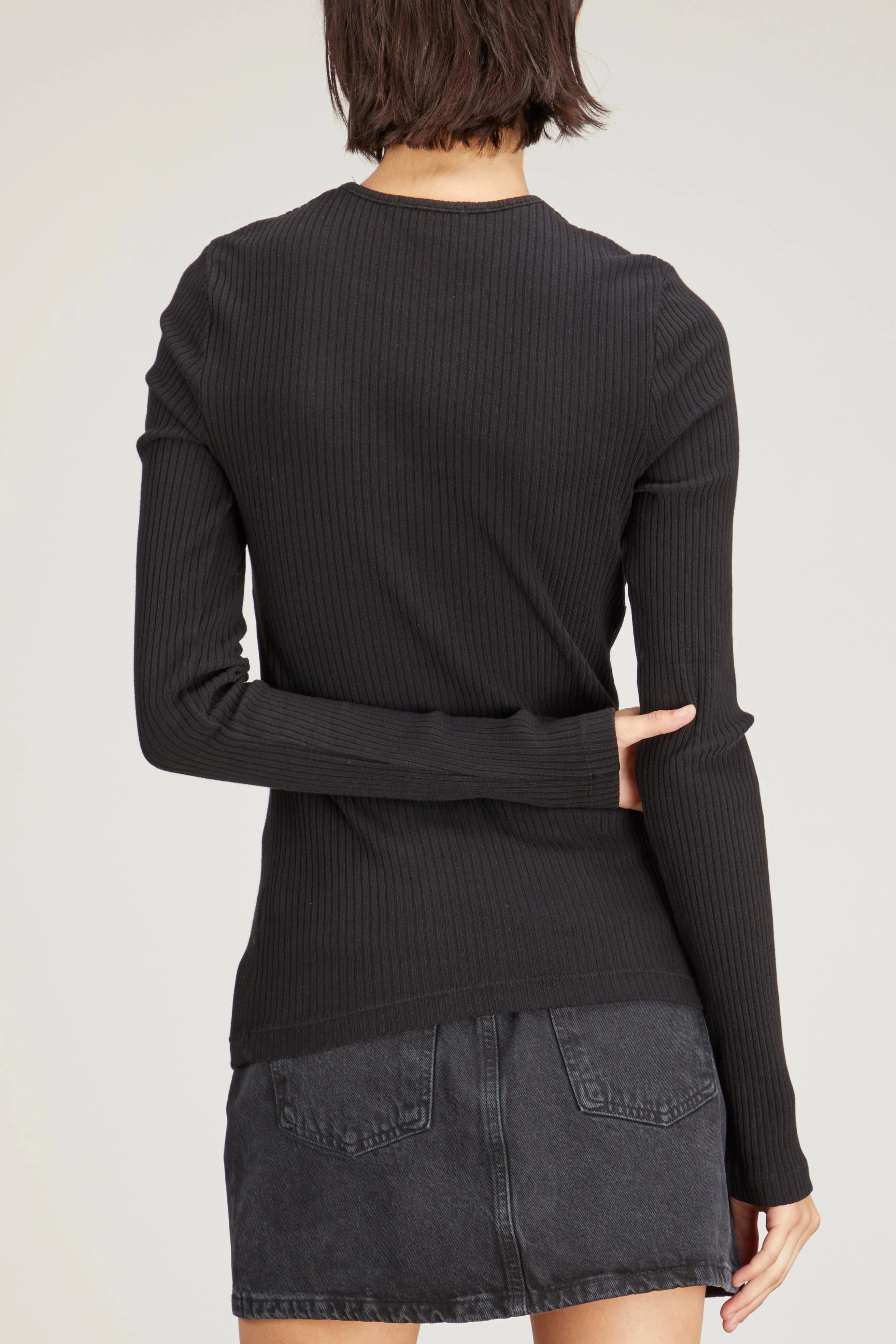Lyza Cut Out Rib Tee in Black - Image 4