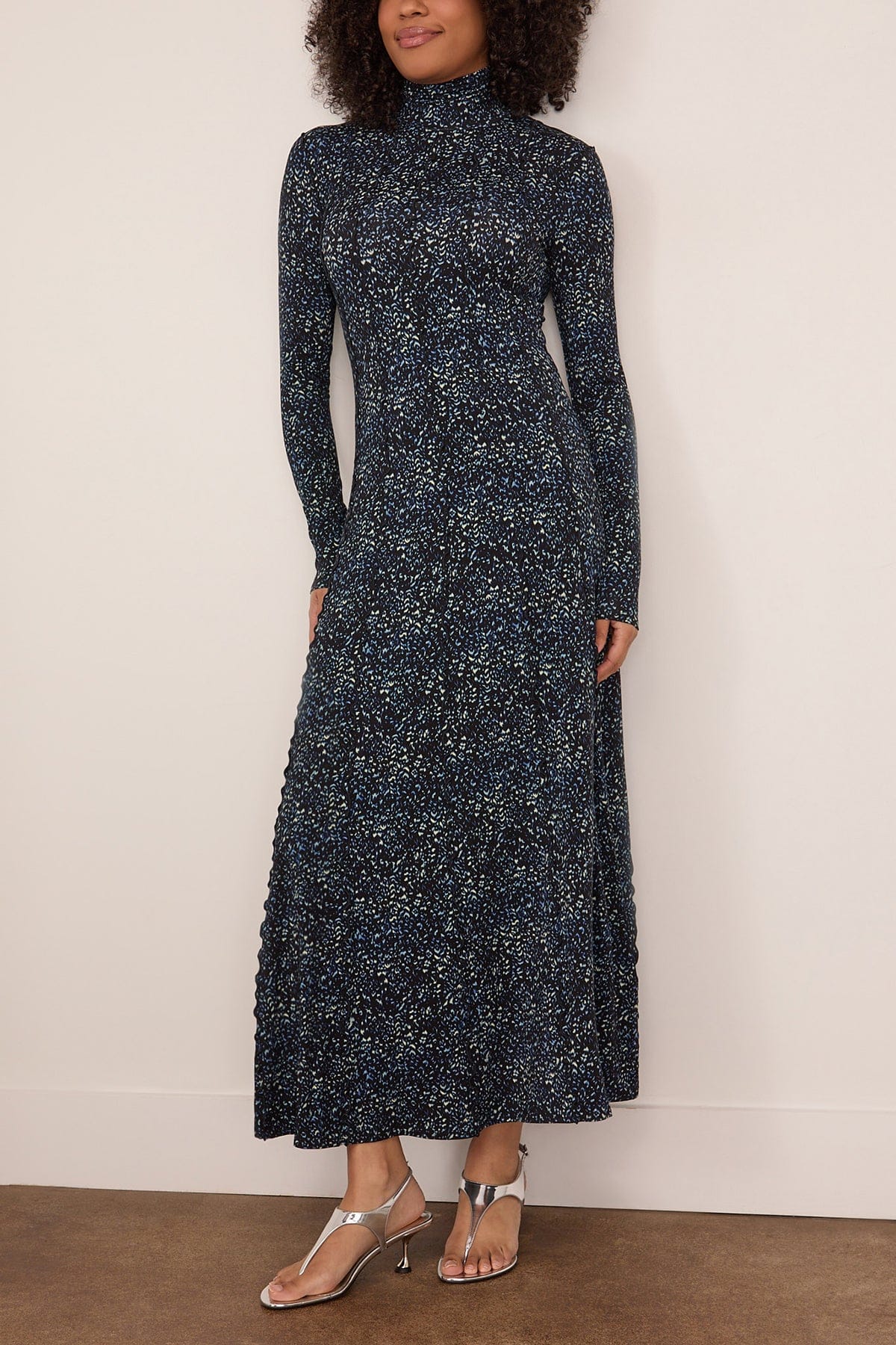 Mabel Dress in Cheetah Jersey Navy Multi - Image 3