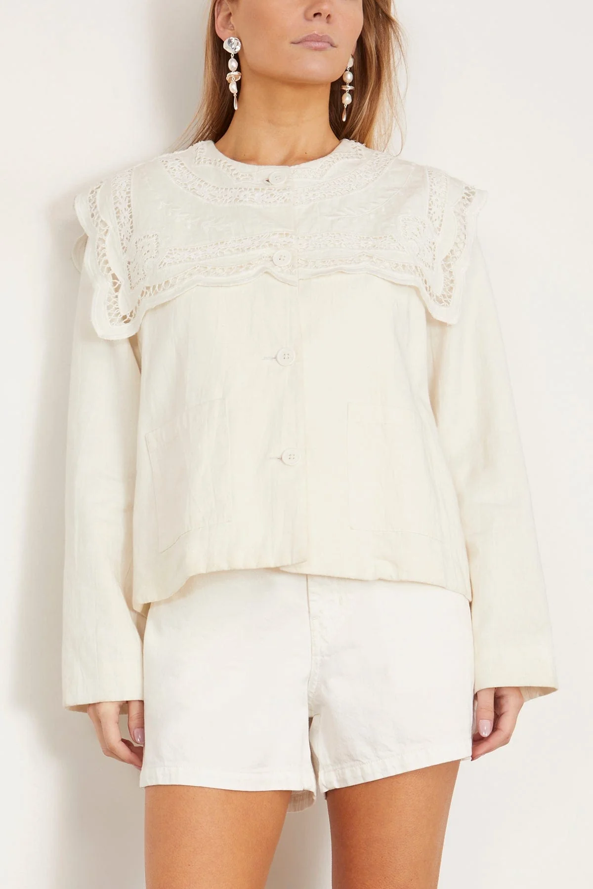Marie Embroidery Jacket in White - Image 3