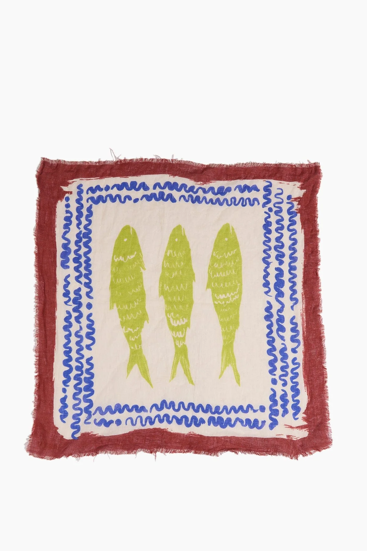 Market Fish Linen Bandana in Ecru - Image 4