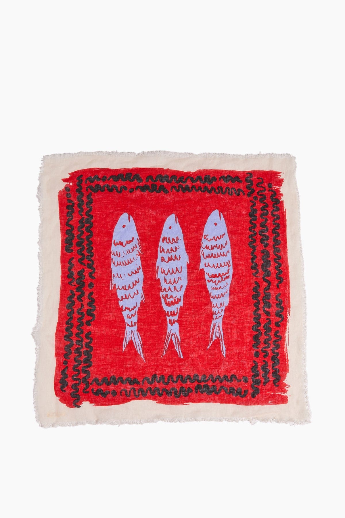 Market Fish Linen Bandana in Poppy - Image 3