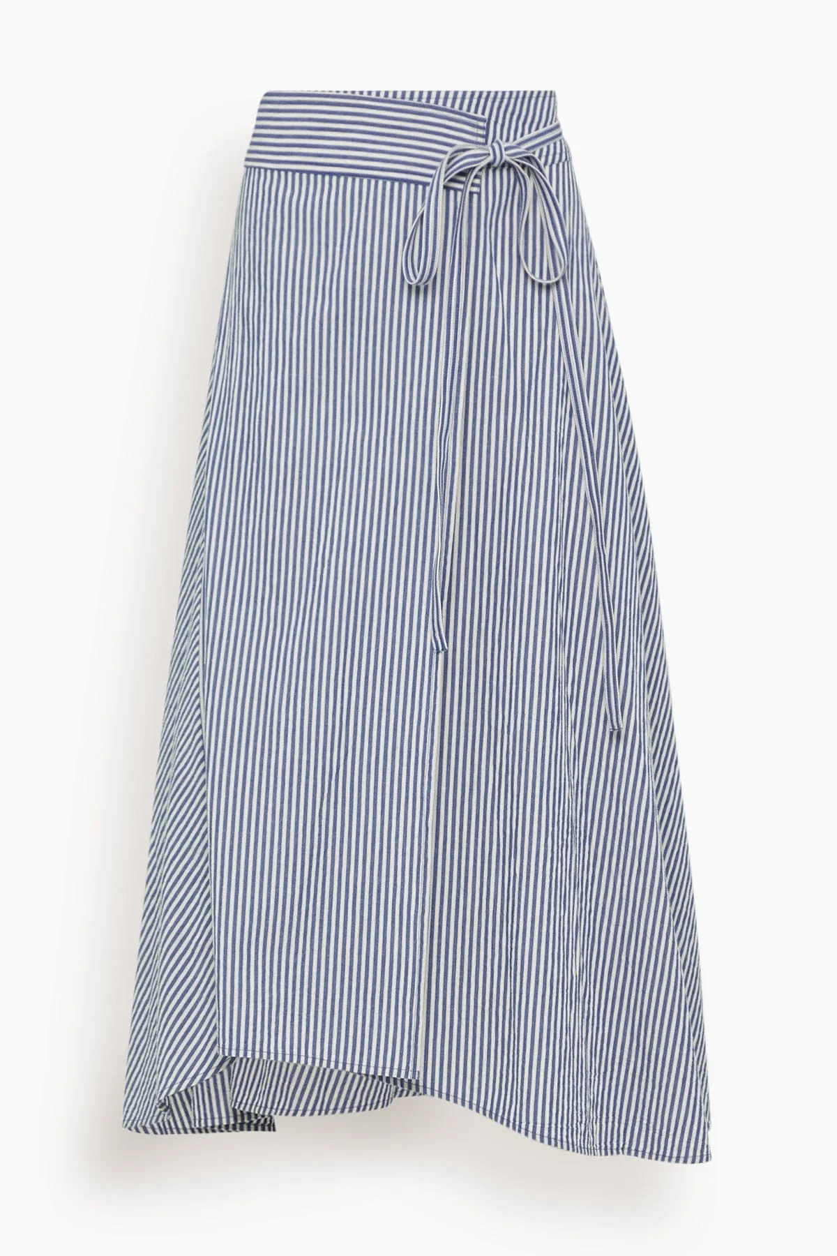 Marsala Asymmetrical Skirt in Skinny Stripes Indigo and Cream