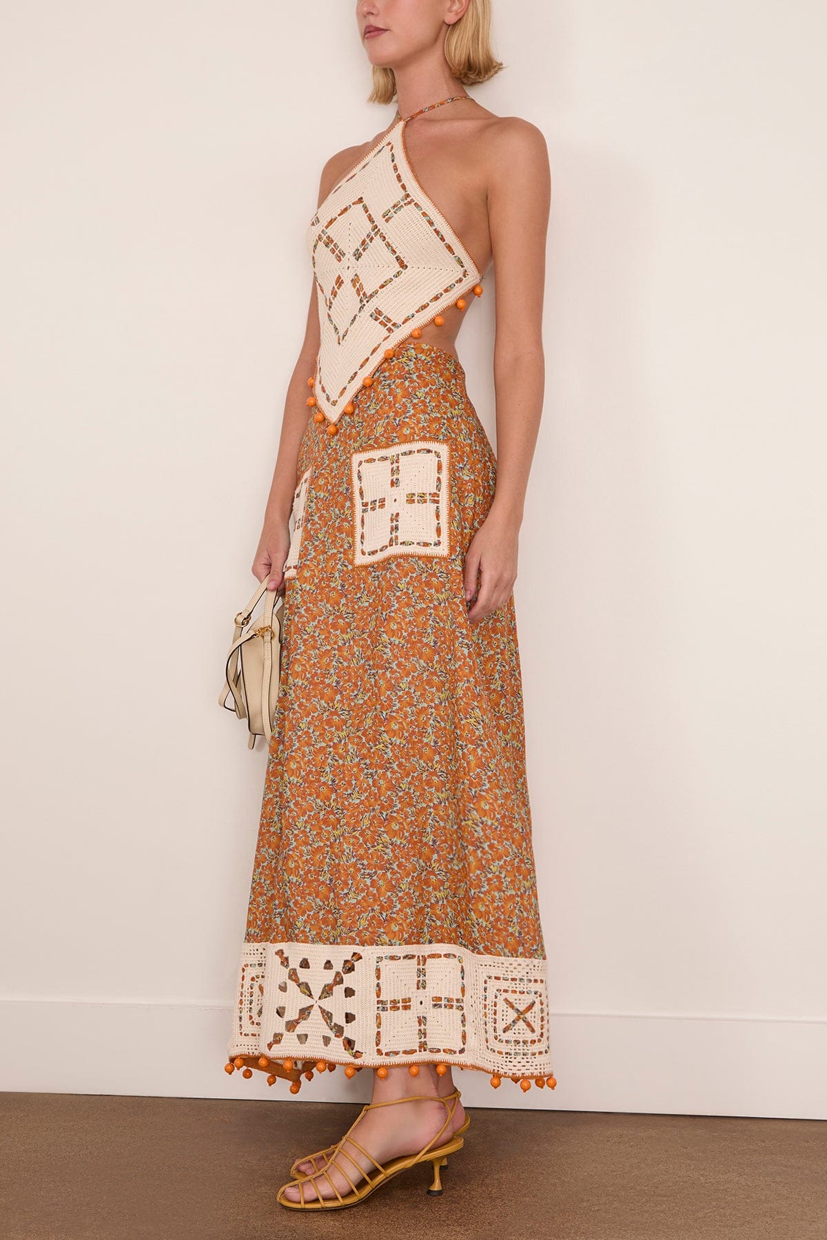 Marva Crochet Halter Midi Dress in Multi - Image 2