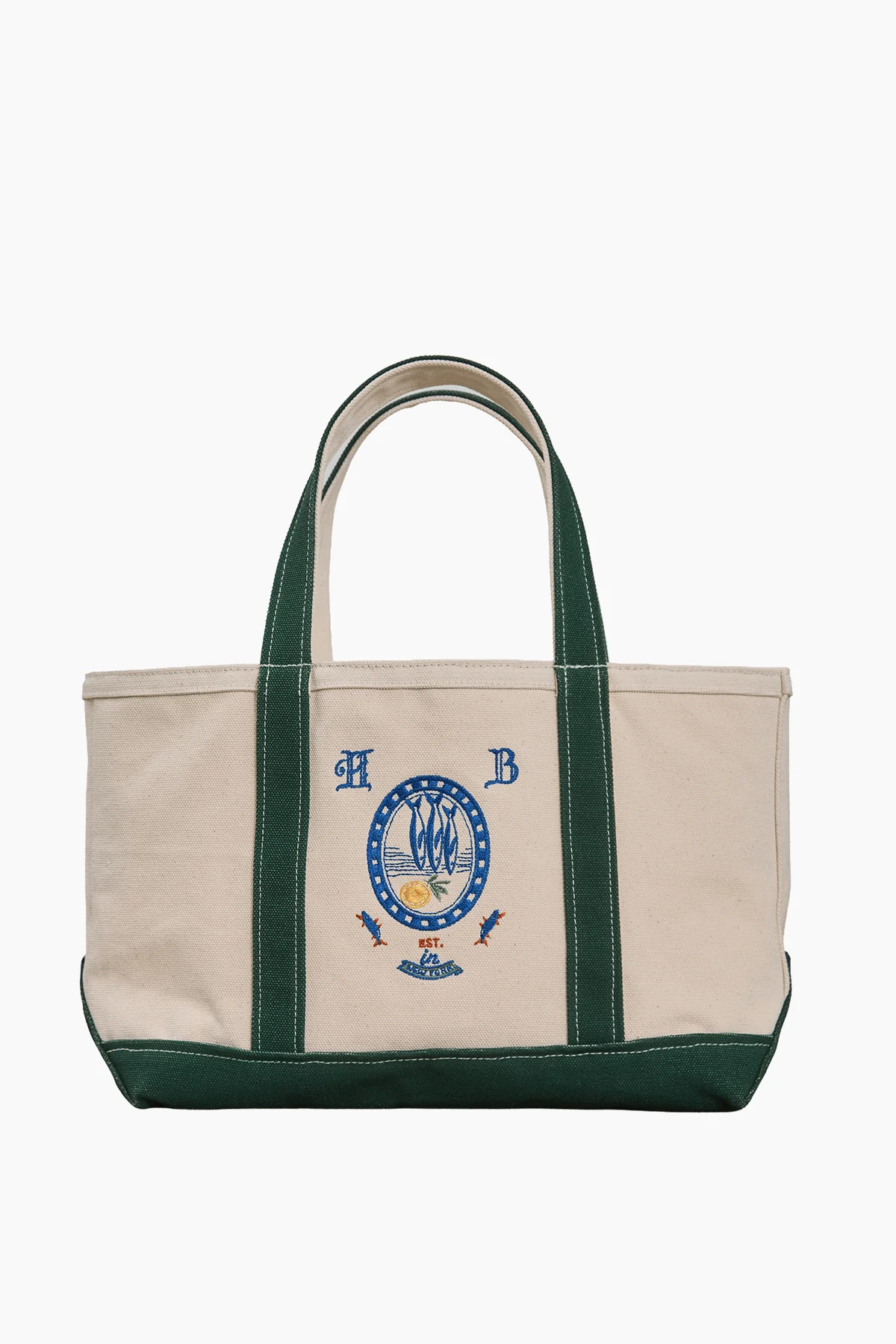 Medium HB Canvas Tote in Natural/Green