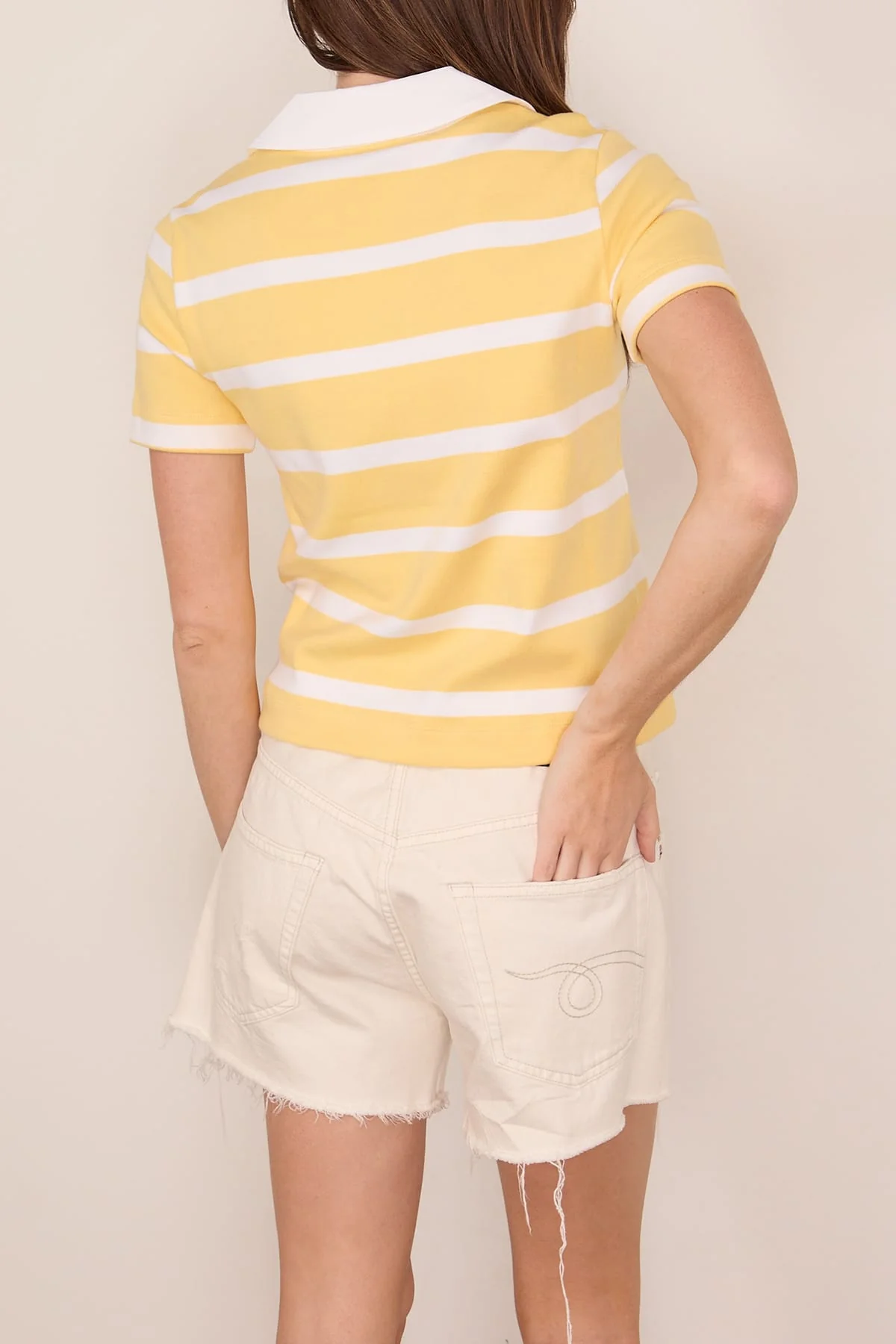 Melanie Top in Lemon Meringue/White Wide Stripe - Image 4